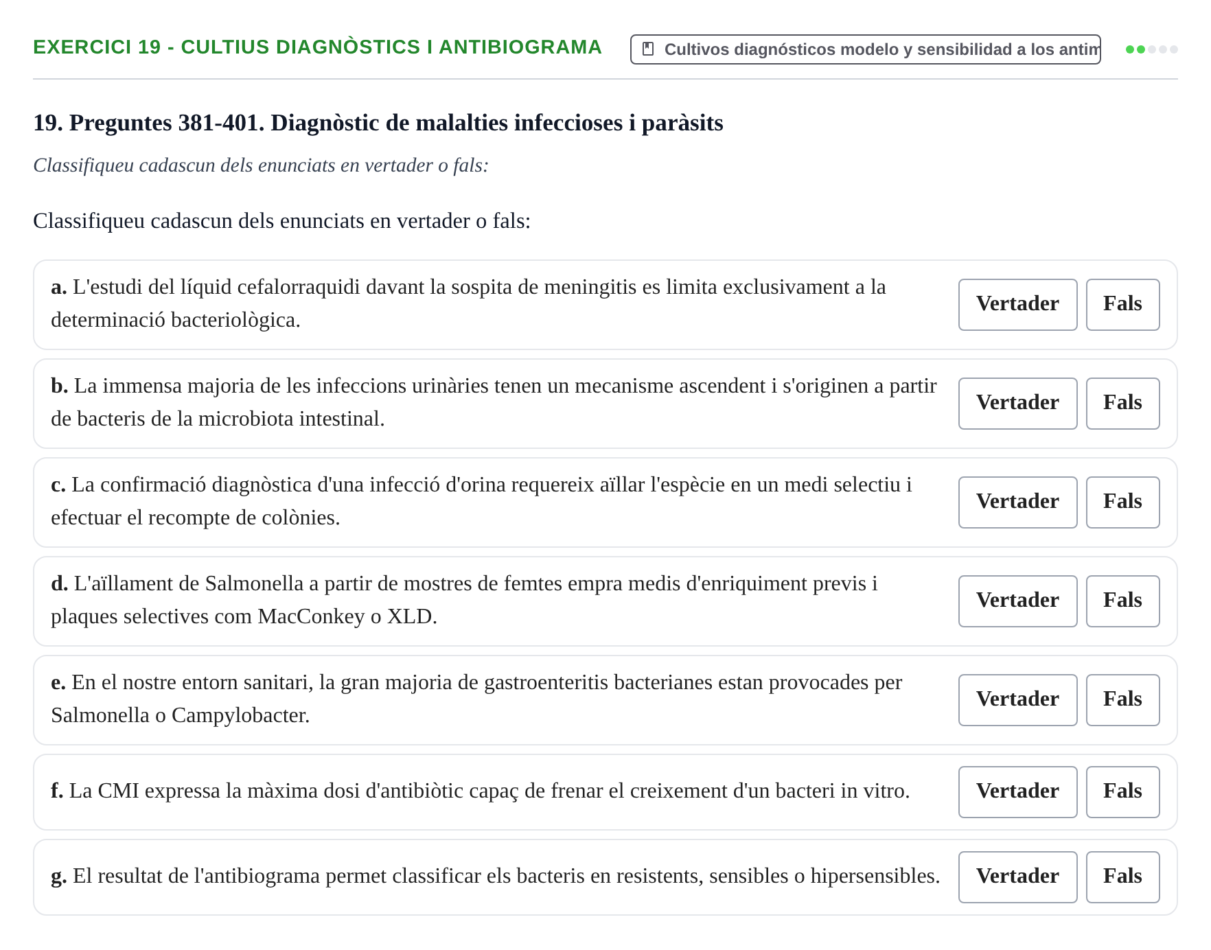 Enunciado: 19 - Cultius diagnòstics i antibiograma