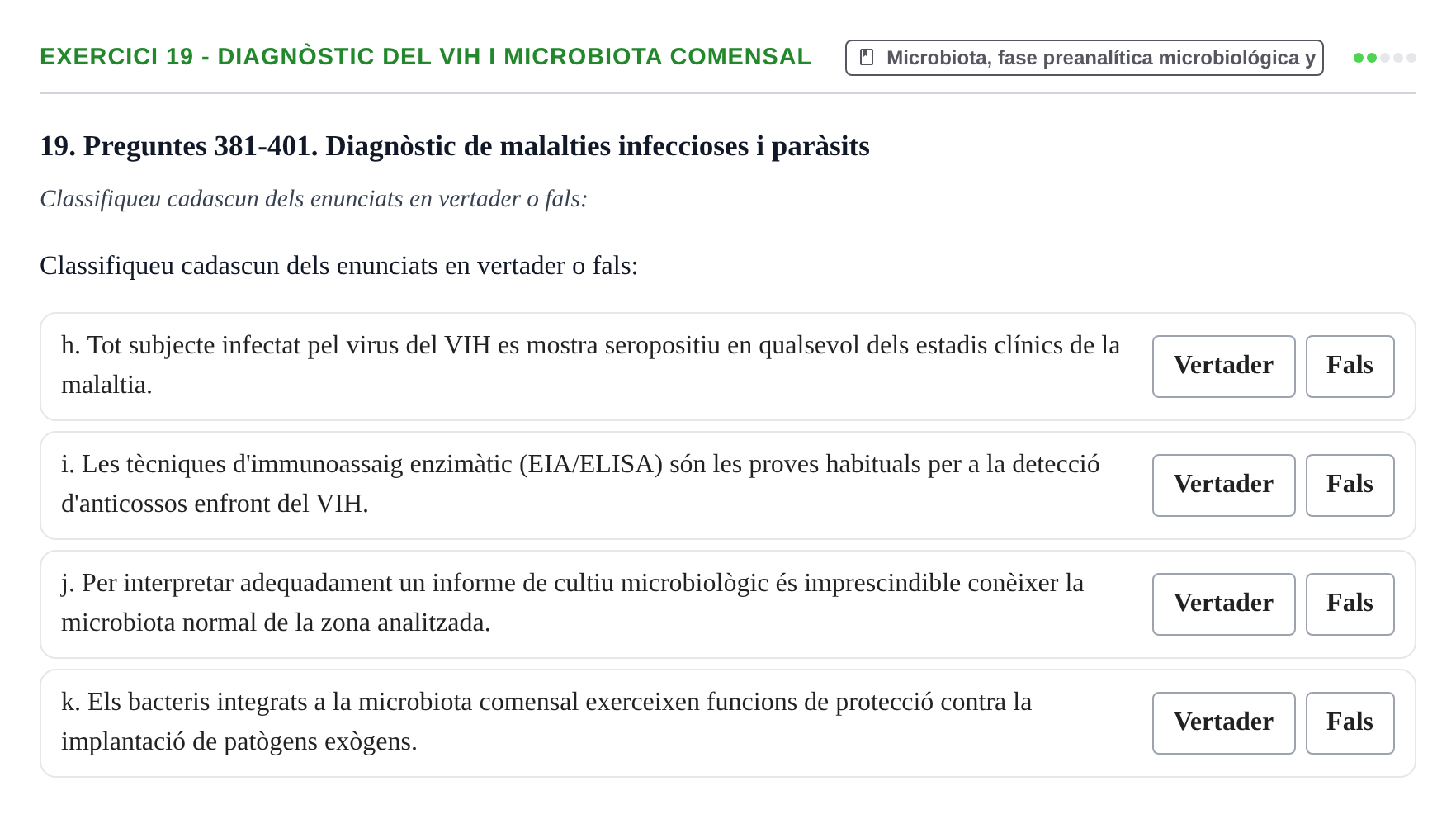 Enunciado: 19 - Diagnòstic del VIH i microbiota comensal