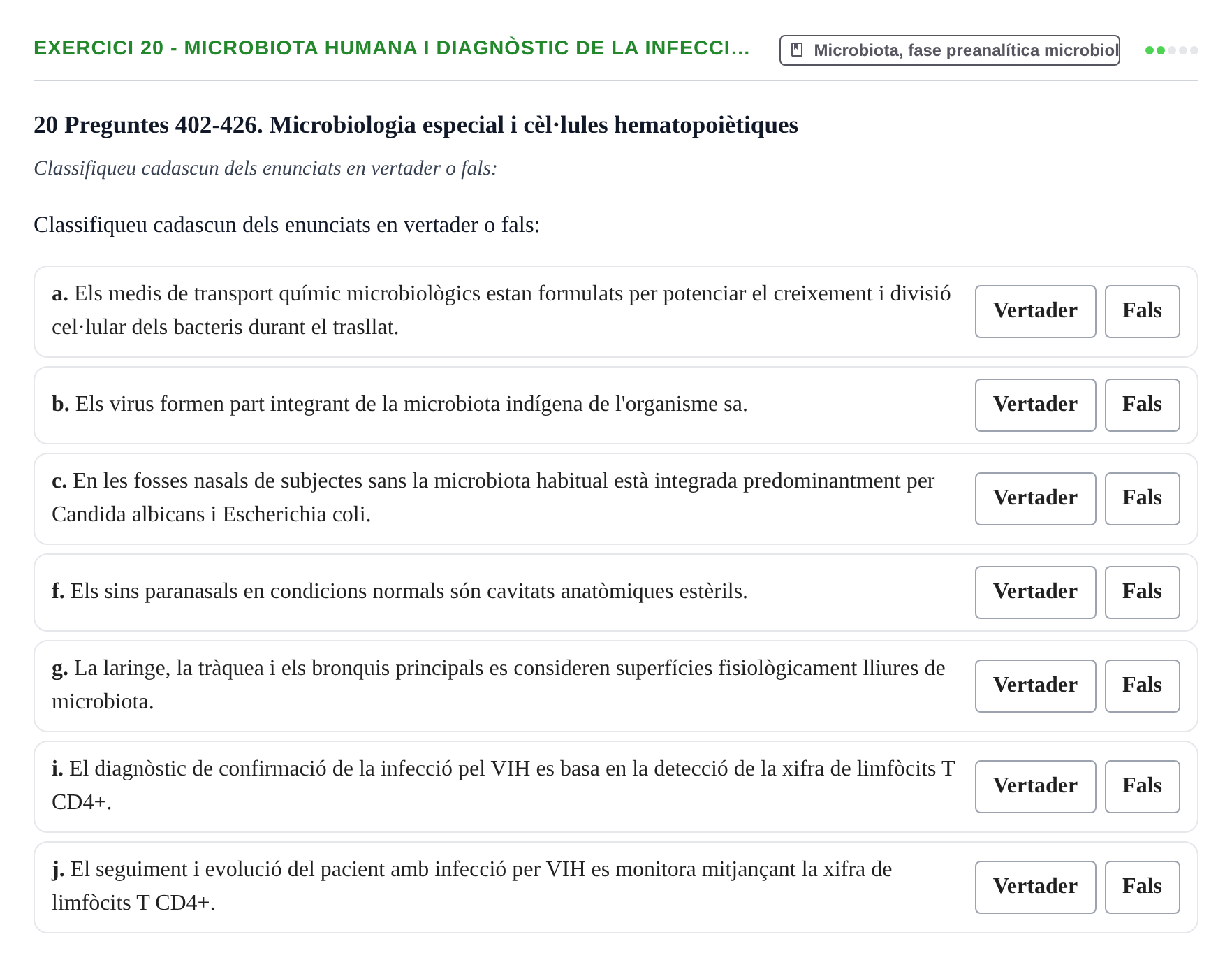 Enunciado: 20 - Microbiota humana i diagnòstic de la infecci…
