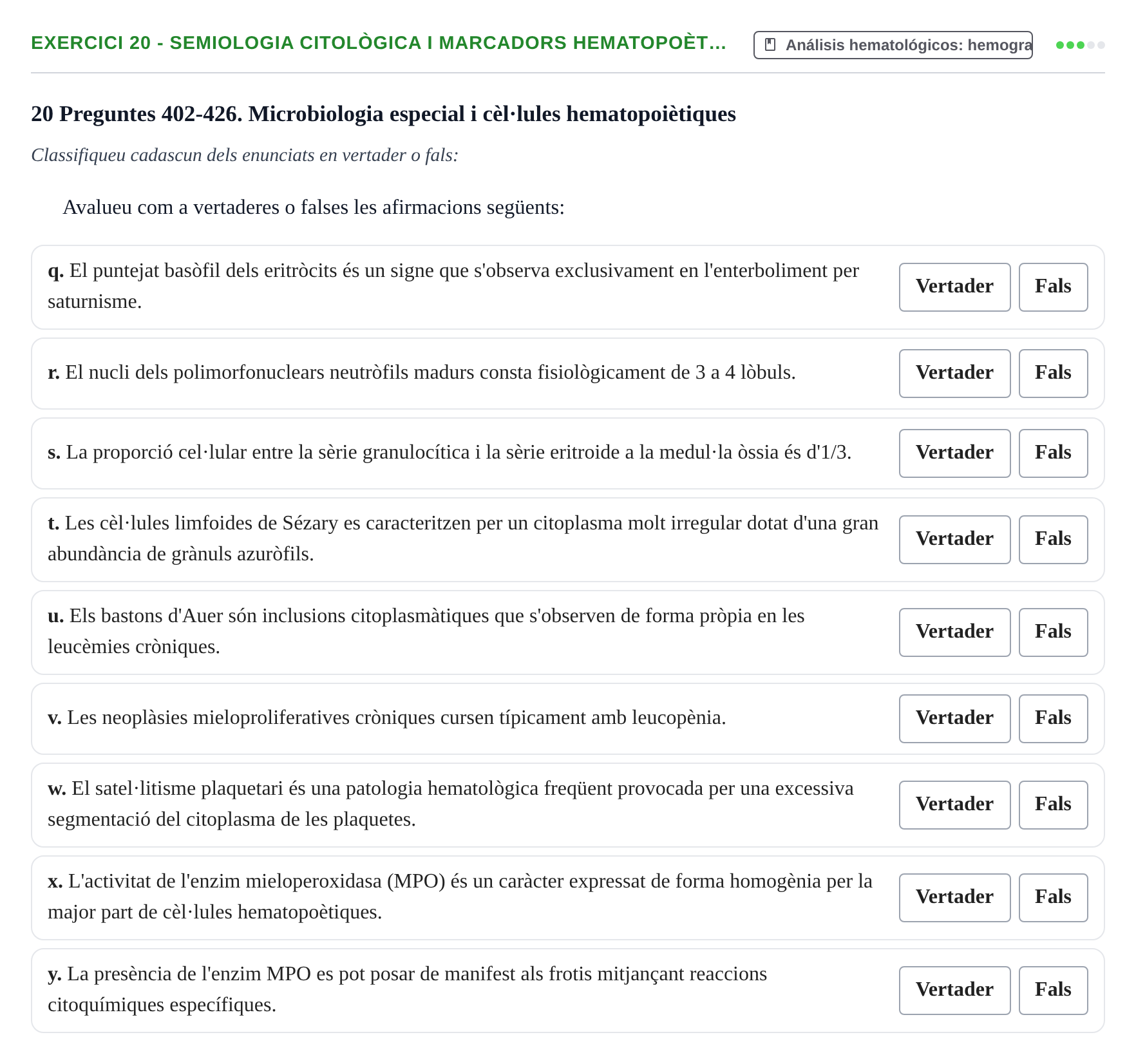 Enunciado: 20 - Semiologia citològica i marcadors hematopoèt…
