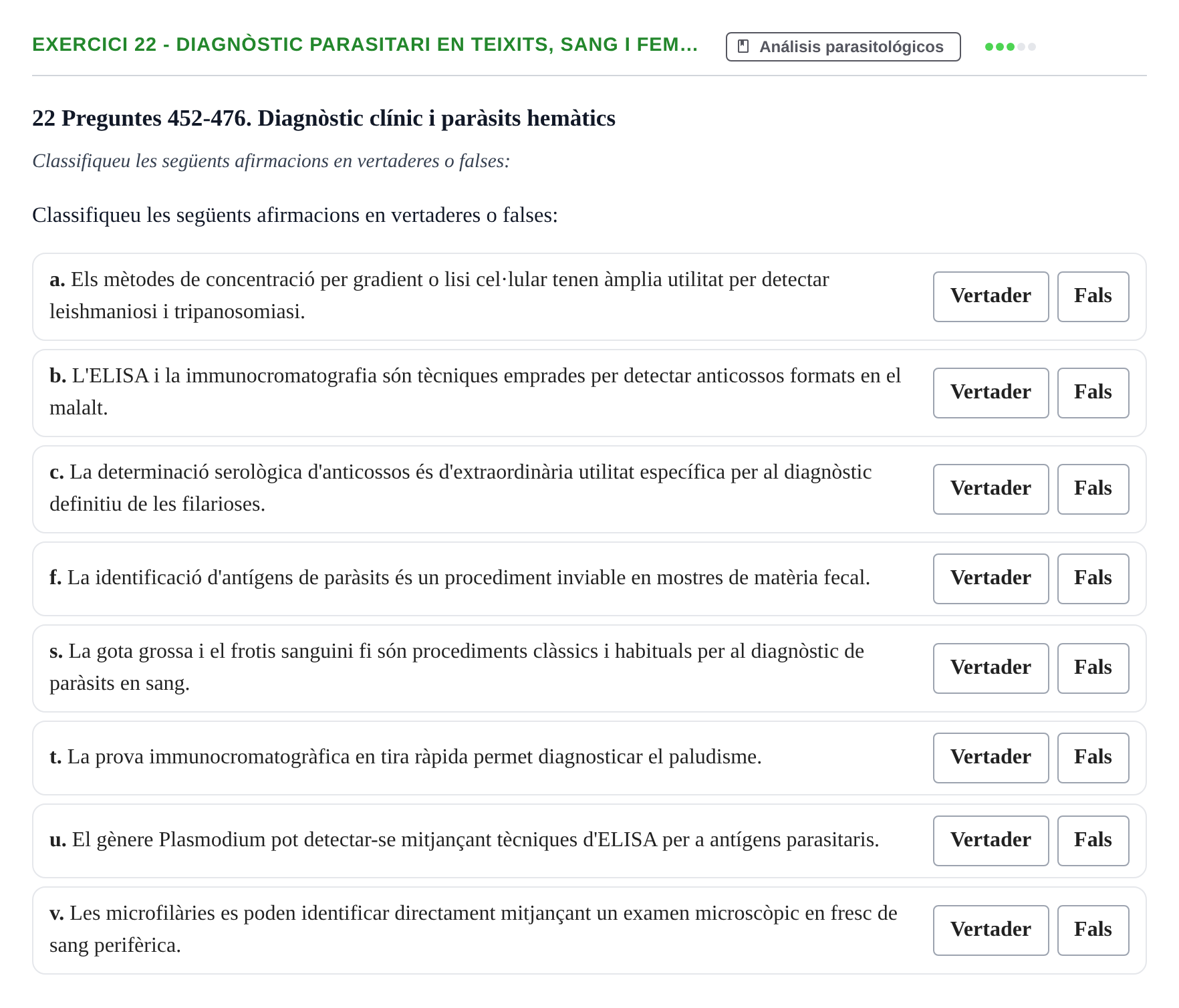 Enunciado: 22 - Diagnòstic parasitari en teixits, sang i fem…