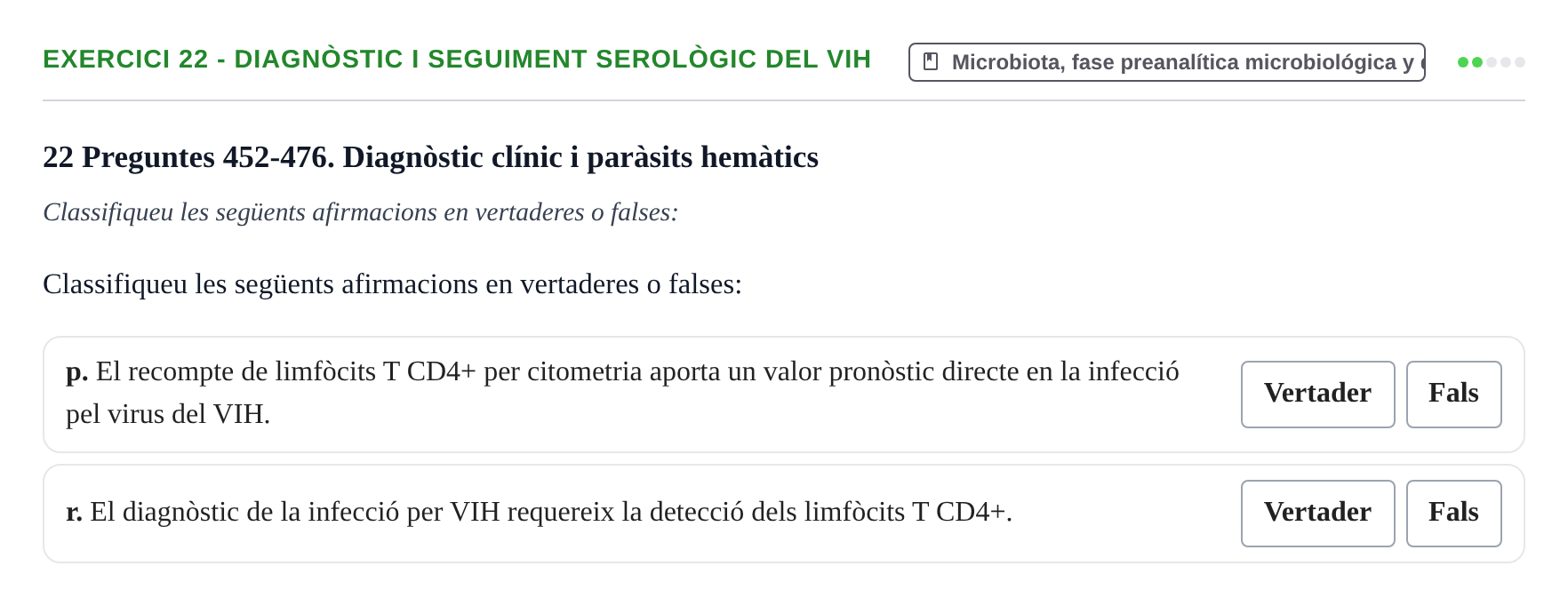 Enunciado: 22 - Diagnòstic i seguiment serològic del VIH