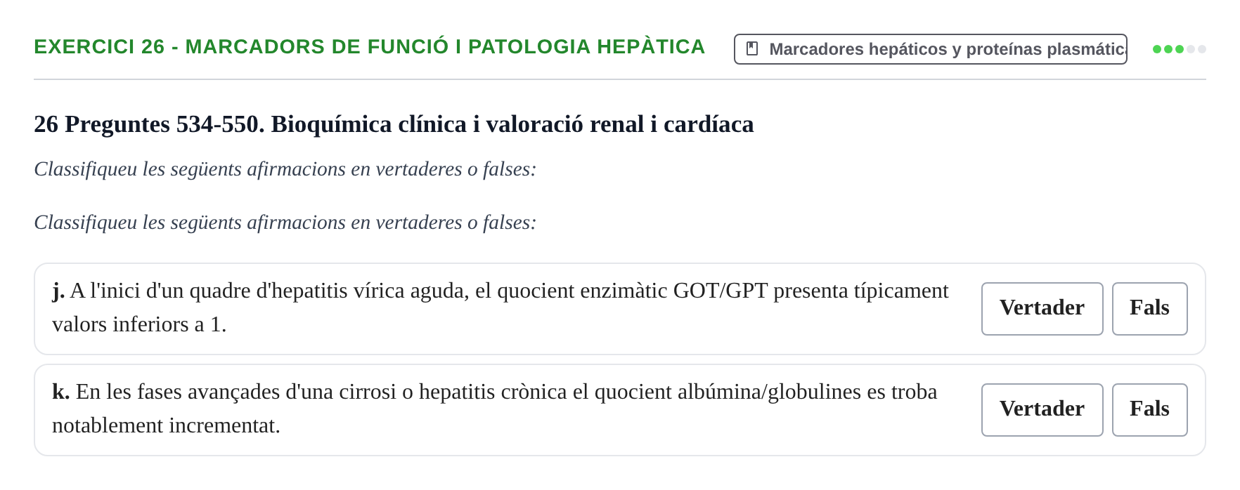 Enunciado: 26 - Marcadors de funció i patologia hepàtica
