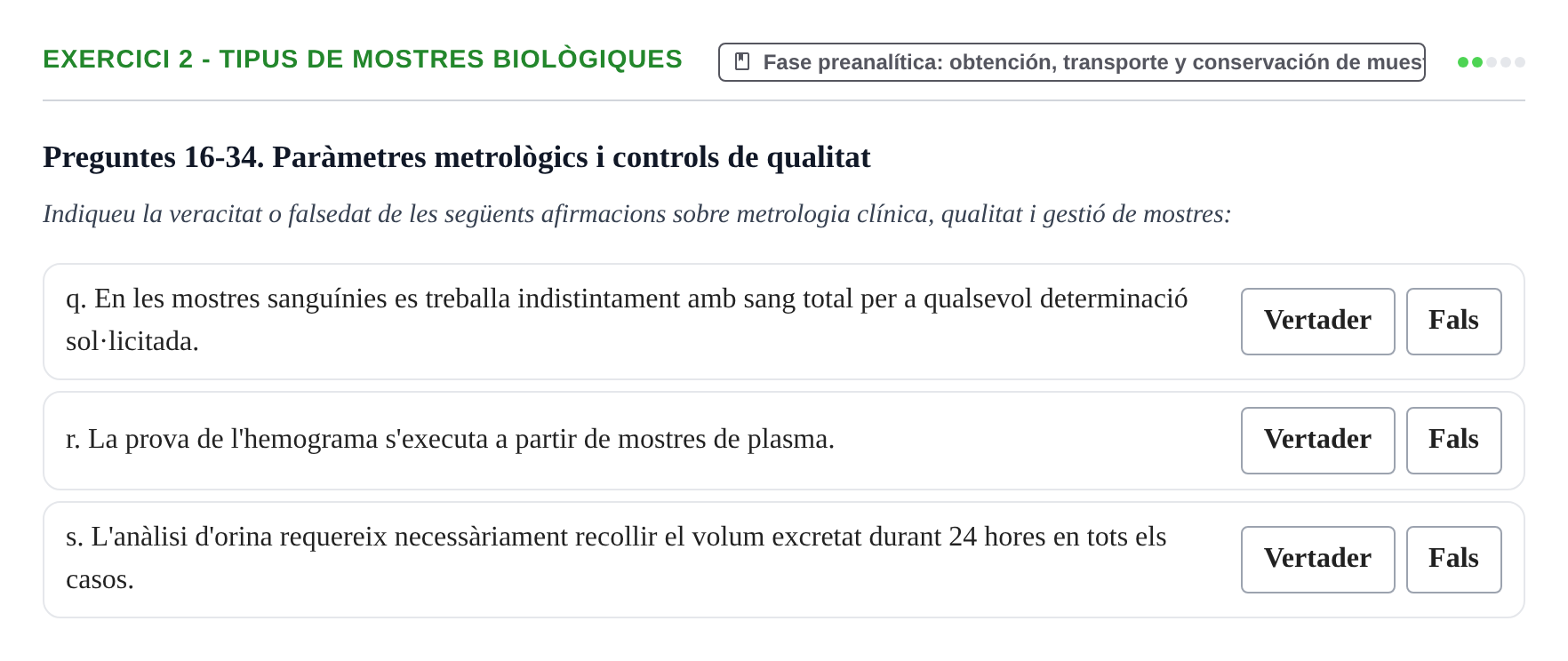 Enunciado: 2 - Tipus de mostres biològiques