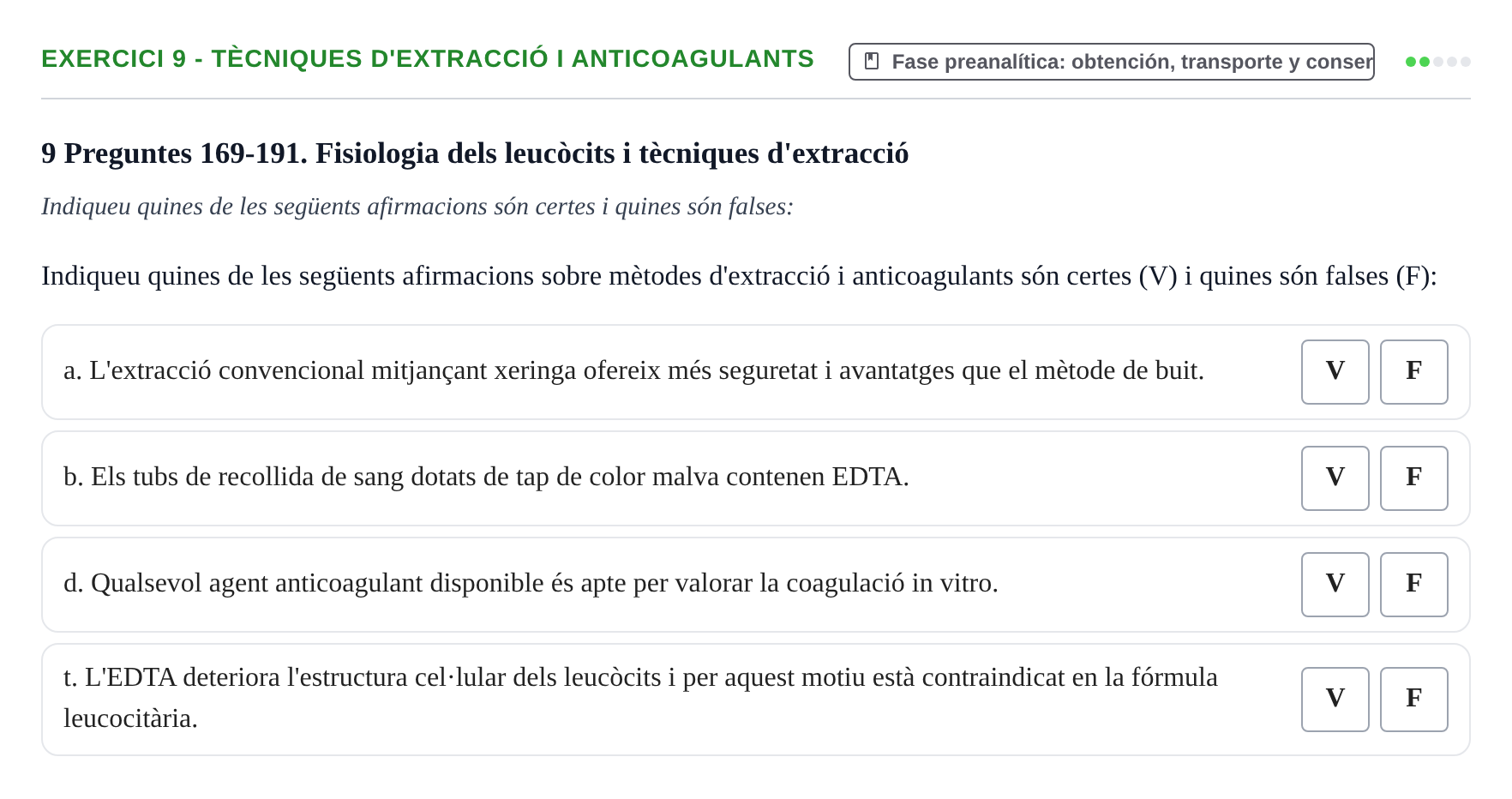 Enunciado: 9 - Tècniques d'extracció i anticoagulants