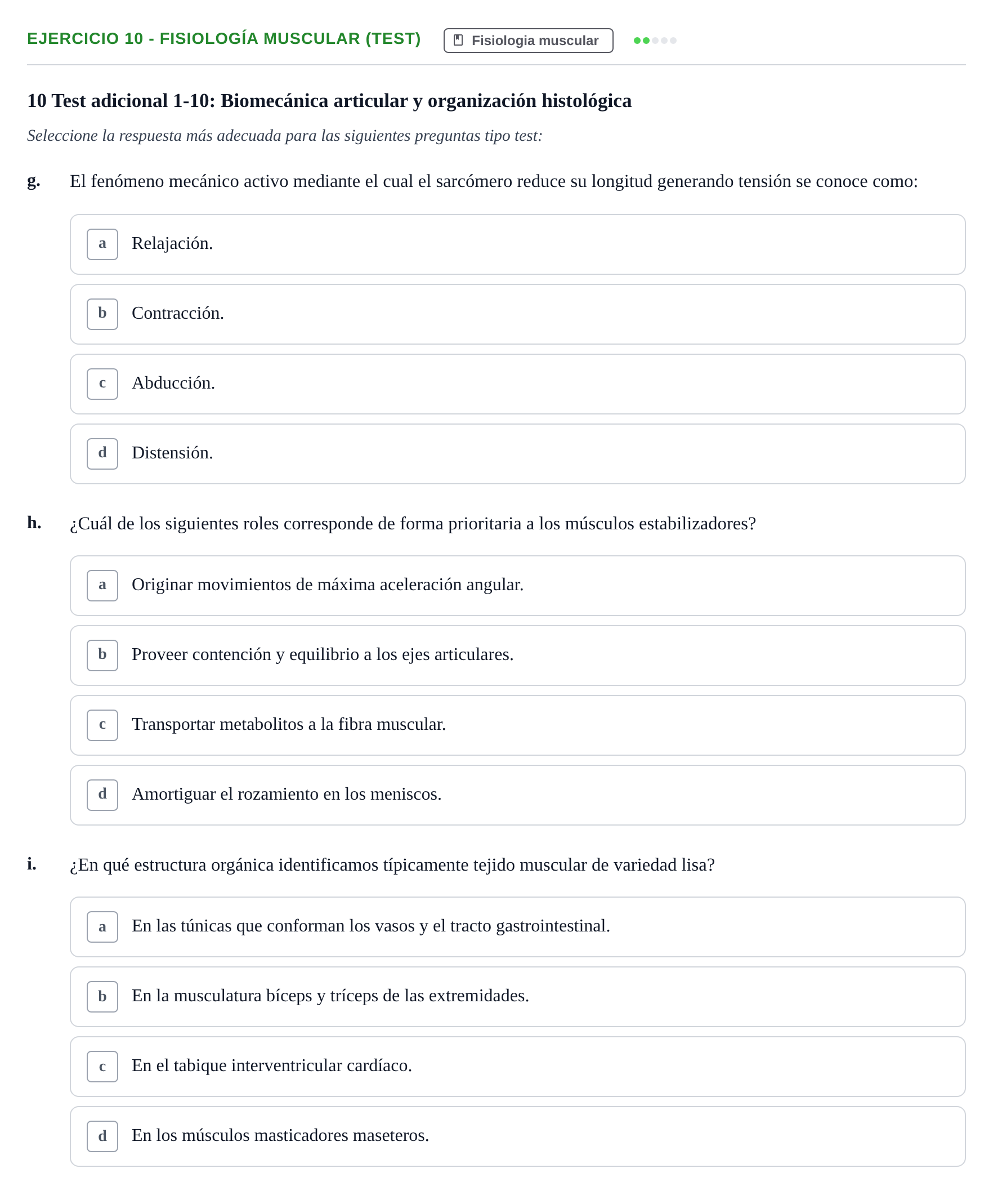 Enunciado: 10 - Fisiología muscular (Test)