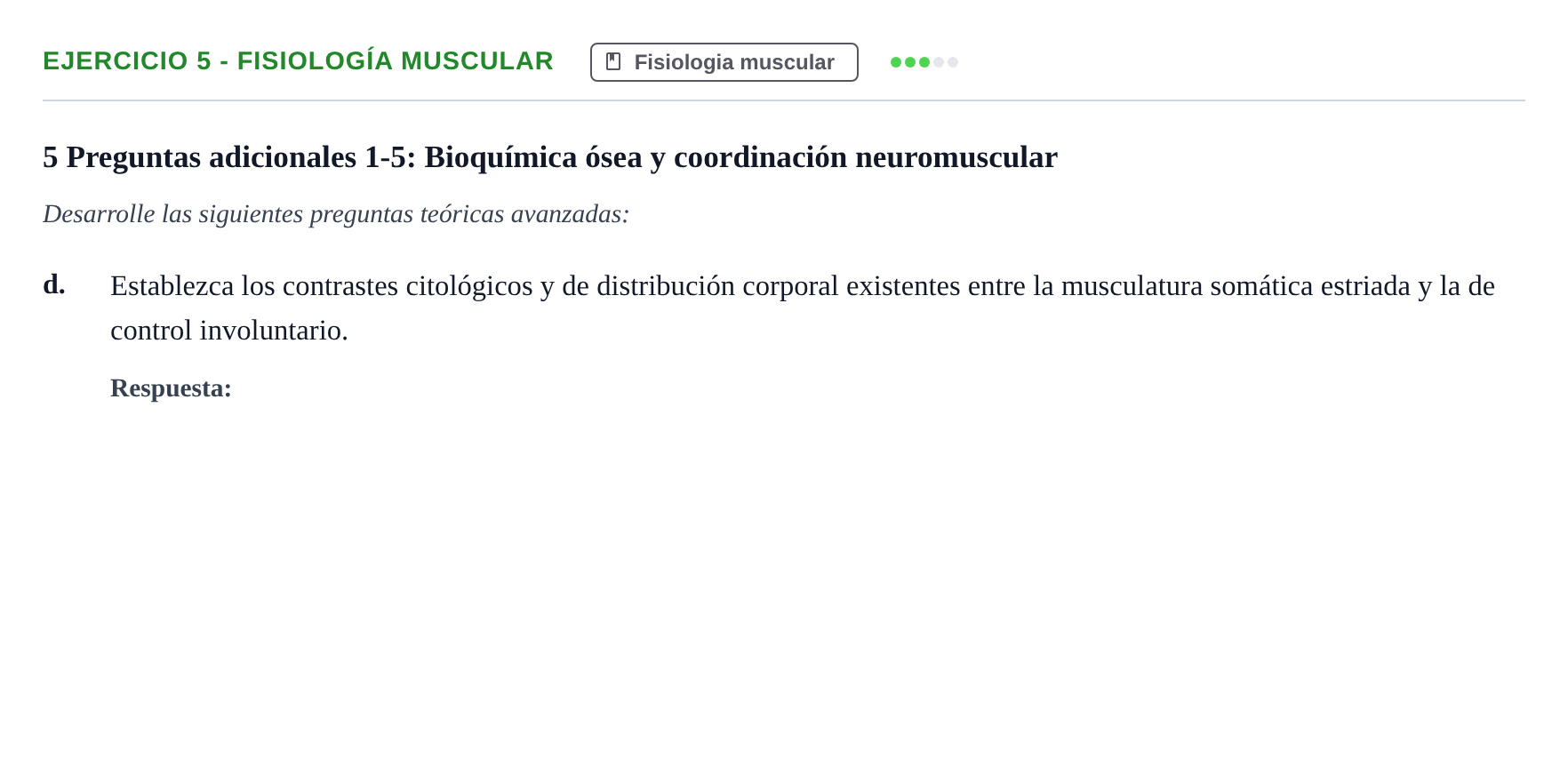 Enunciado: 5 - Fisiología muscular