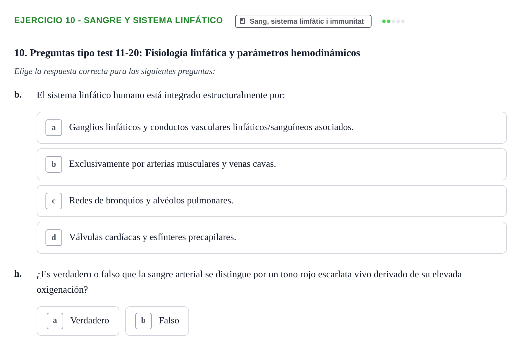 Enunciado: 10 - Sangre y sistema linfático