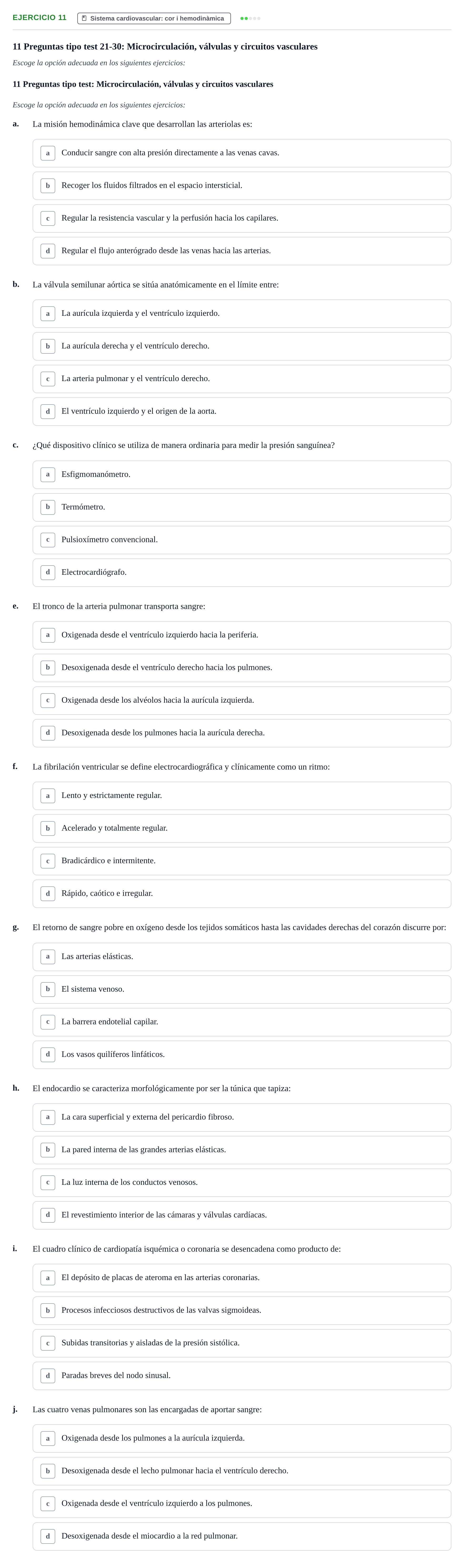 Enunciado: 11 - Sistema cardiovascular