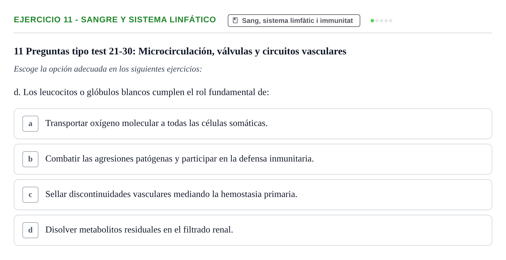 Enunciado: 11 - Sangre y sistema linfático