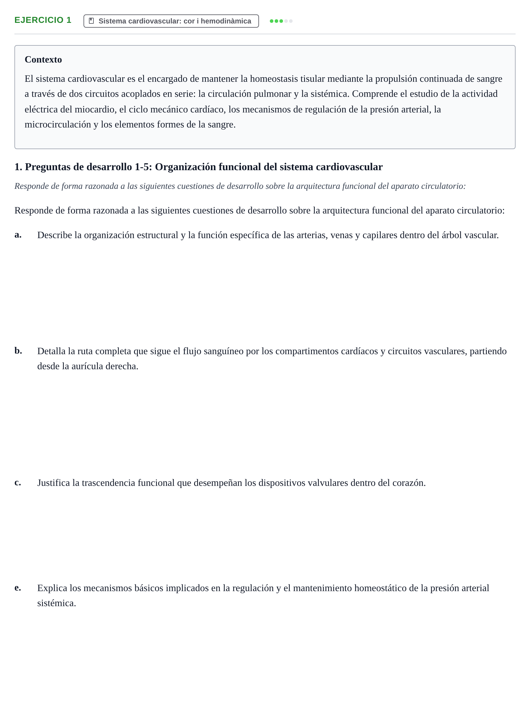 Enunciado: 1 - Sistema cardiovascular