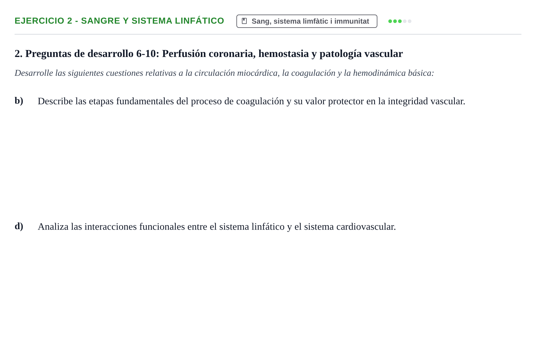 Enunciado: 2 - Sangre y sistema linfático