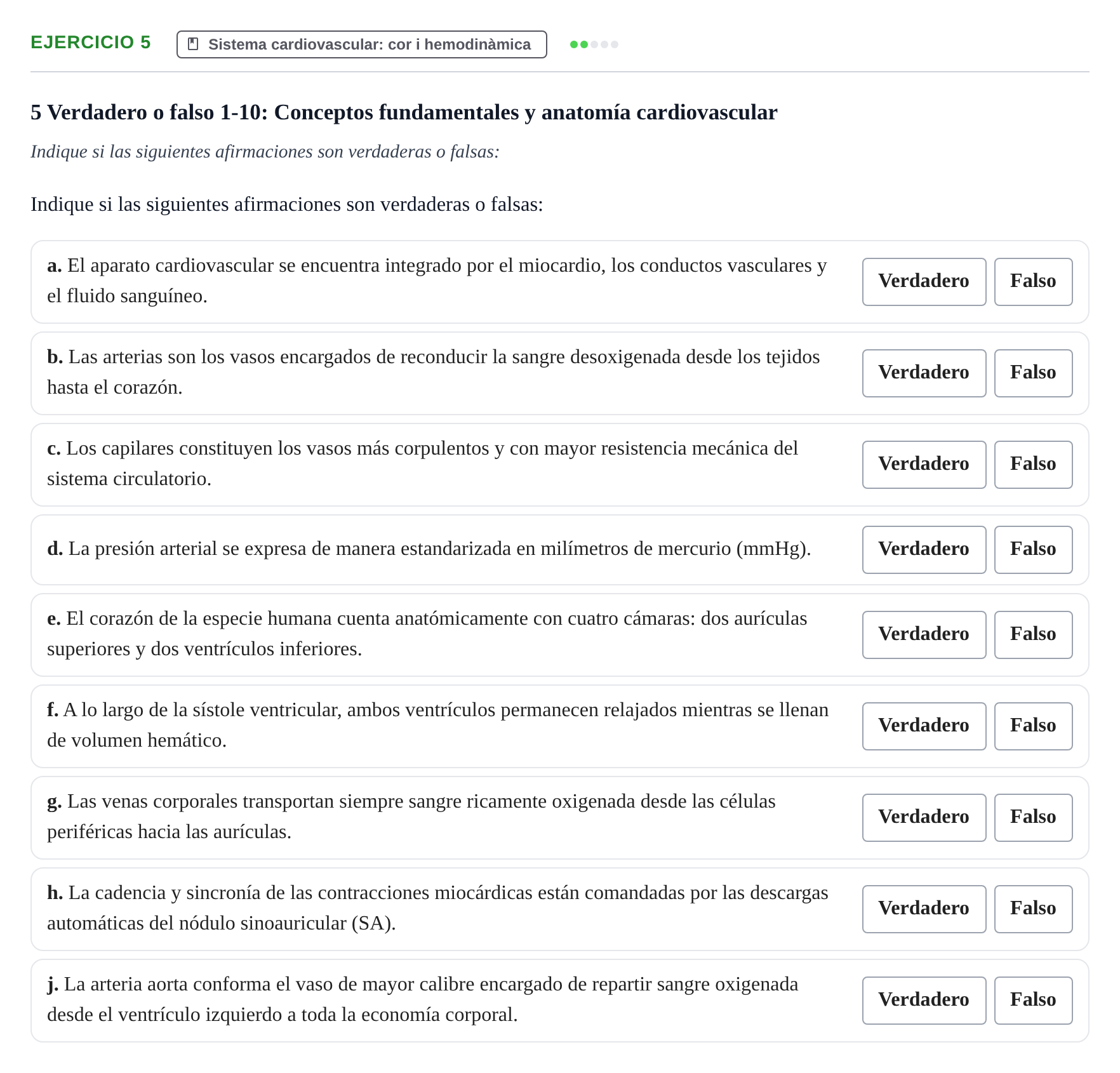 Enunciado: 5 - Sistema cardiovascular