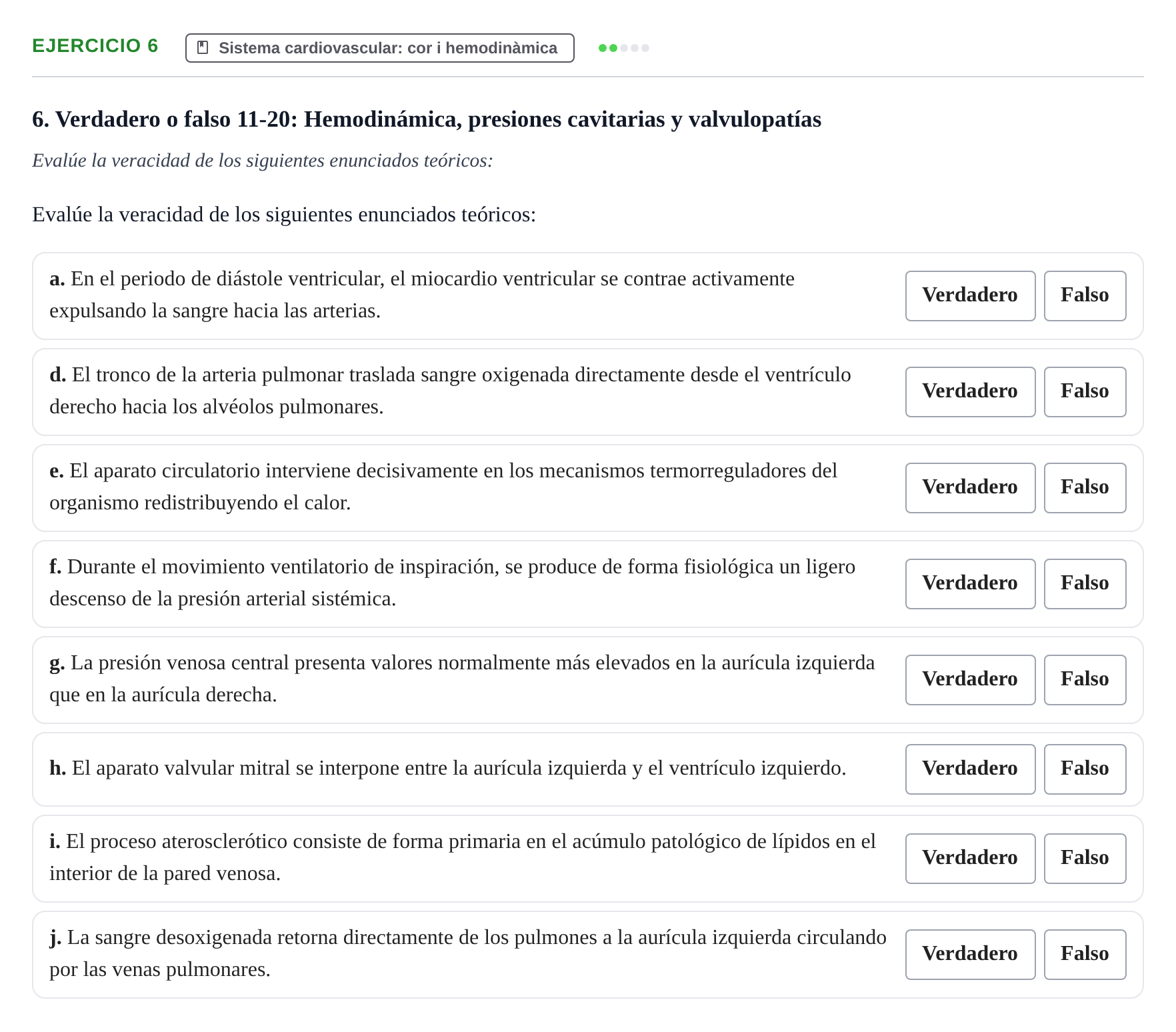 Enunciado: 6 - Sistema cardiovascular