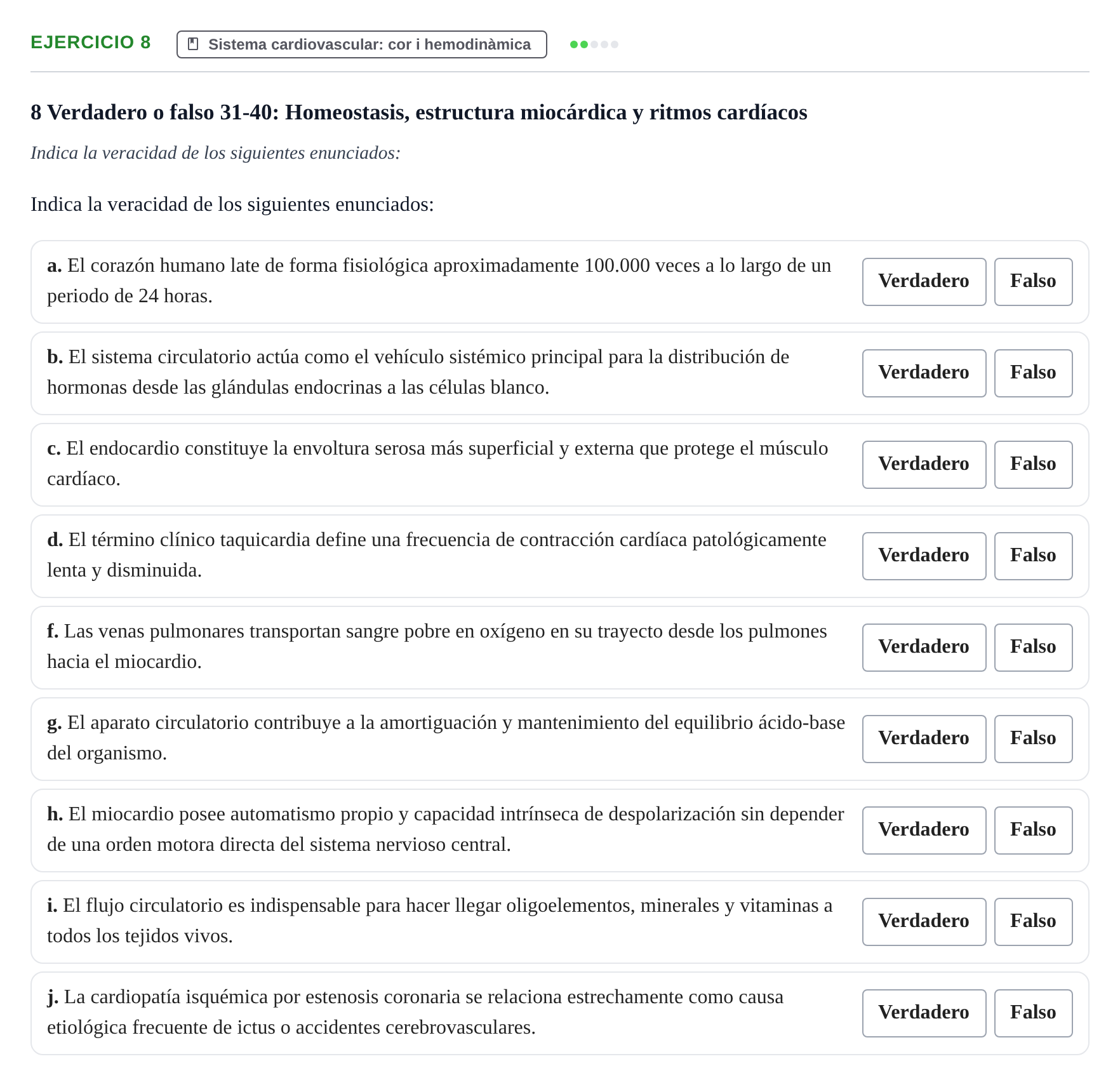 Enunciado: 8 - Sistema cardiovascular