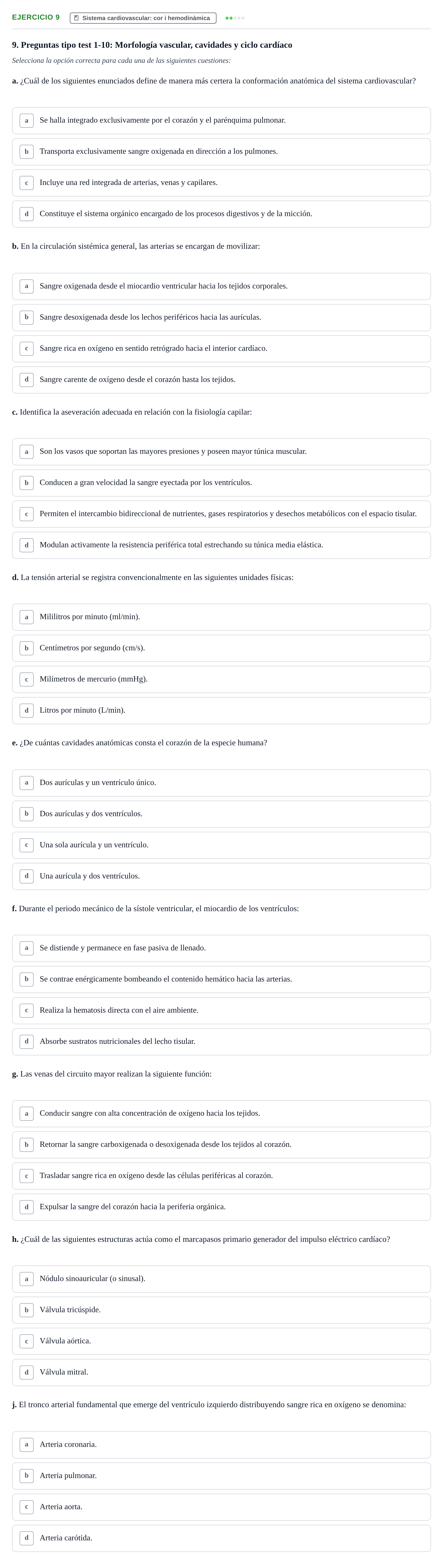 Enunciado: 9 - Sistema cardiovascular