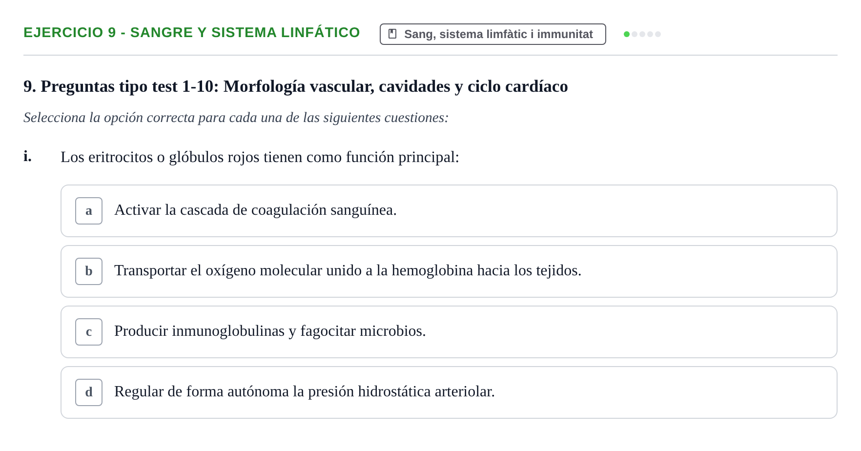 Enunciado: 9 - Sangre y sistema linfático