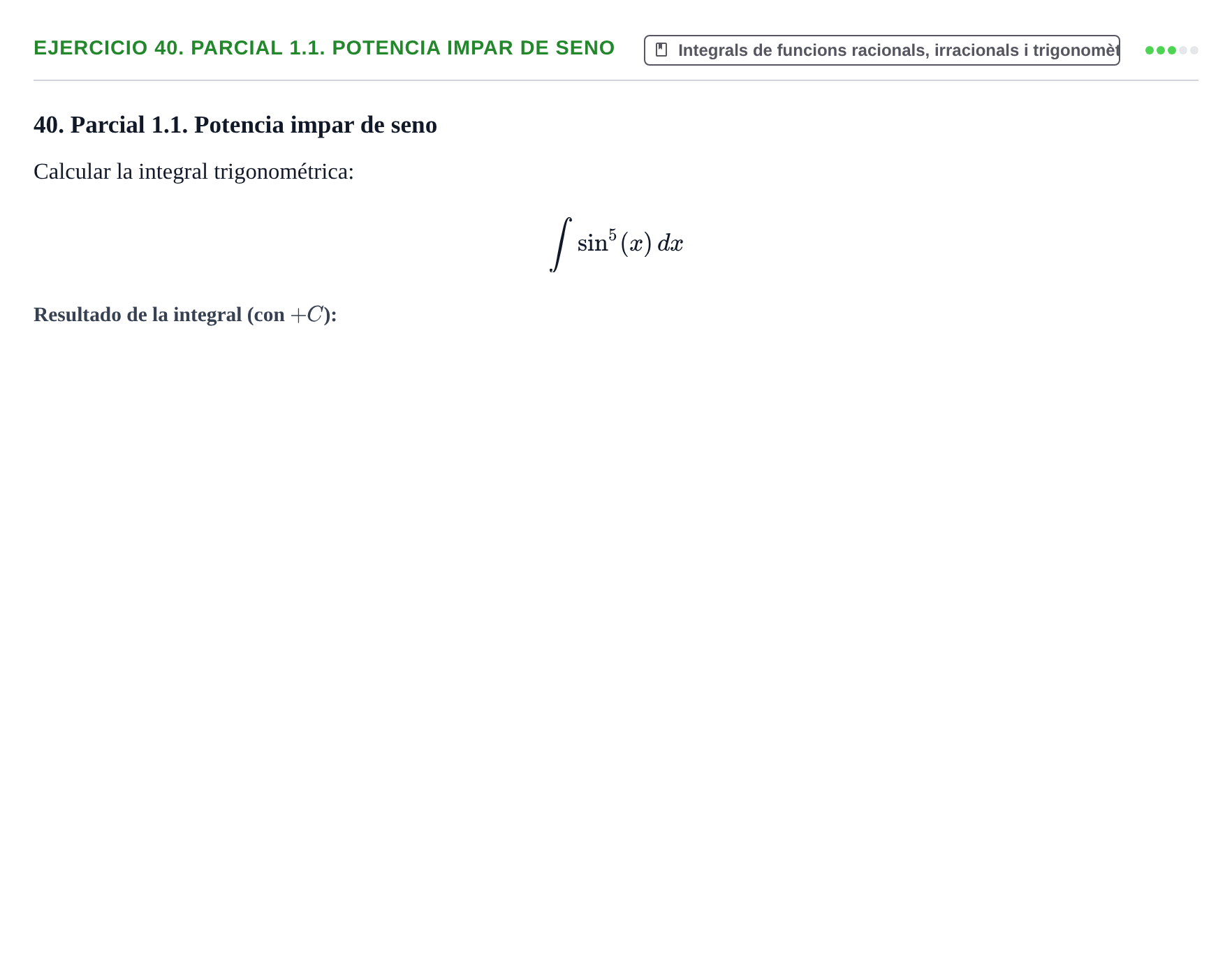 Enunciado: 40. Parcial 1.1. Potencia impar de seno
