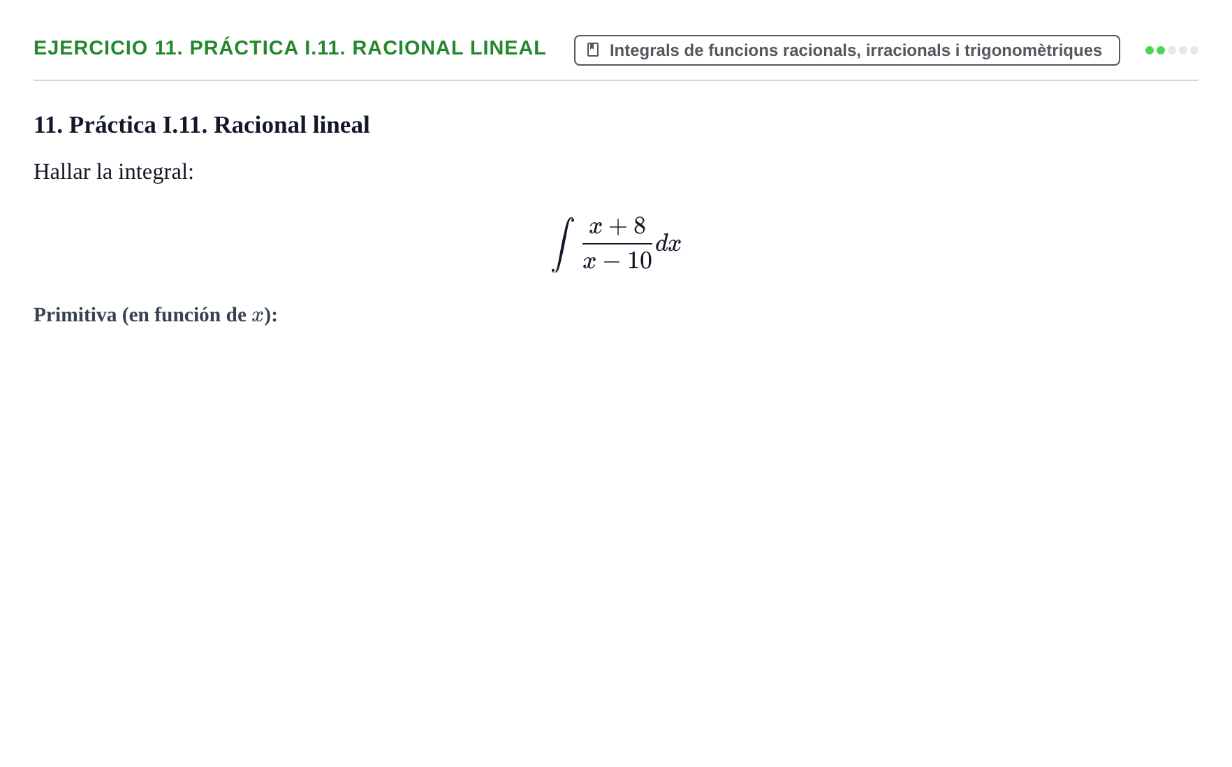 Enunciado: 11. Práctica I.11. Racional lineal