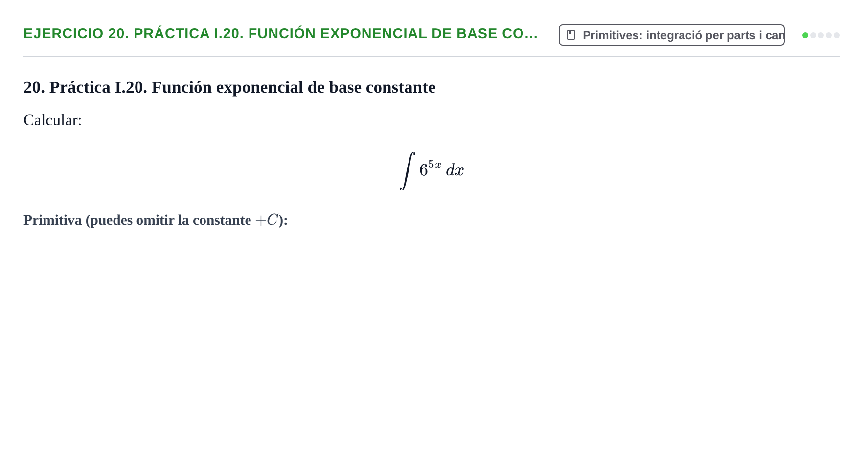 Enunciado: 20. Práctica I.20. Función exponencial de base co…