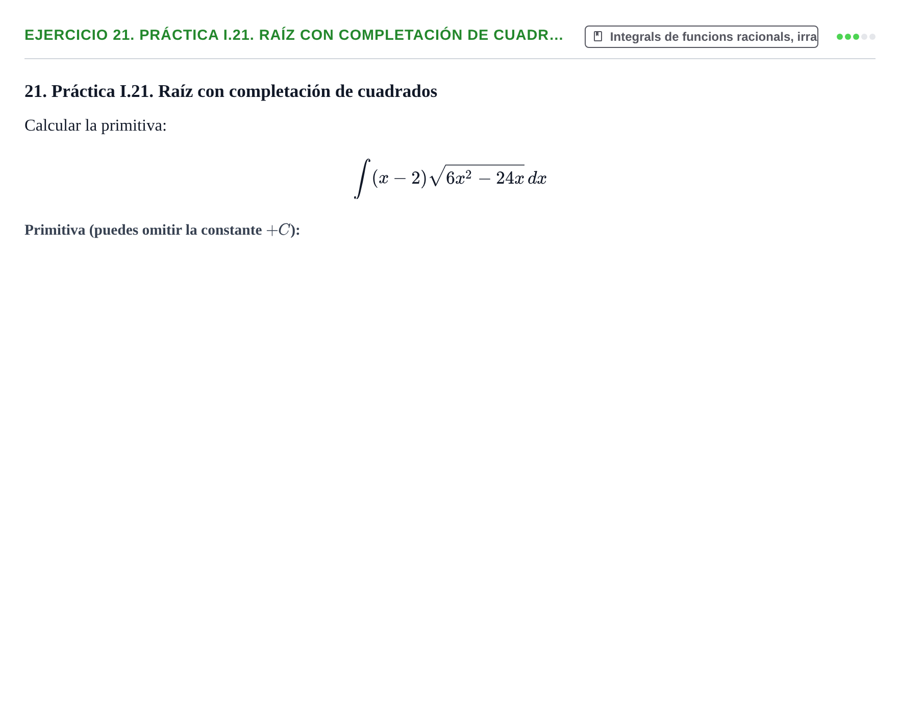 Enunciado: 21. Práctica I.21. Raíz con completación de cuadr…