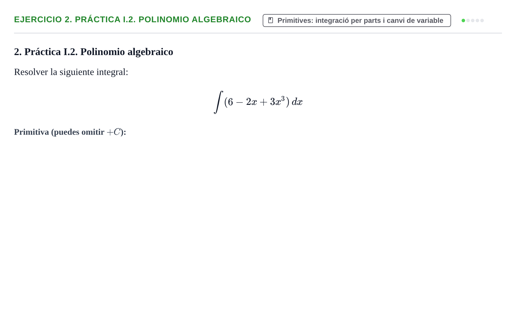 Enunciado: 2. Práctica I.2. Polinomio algebraico