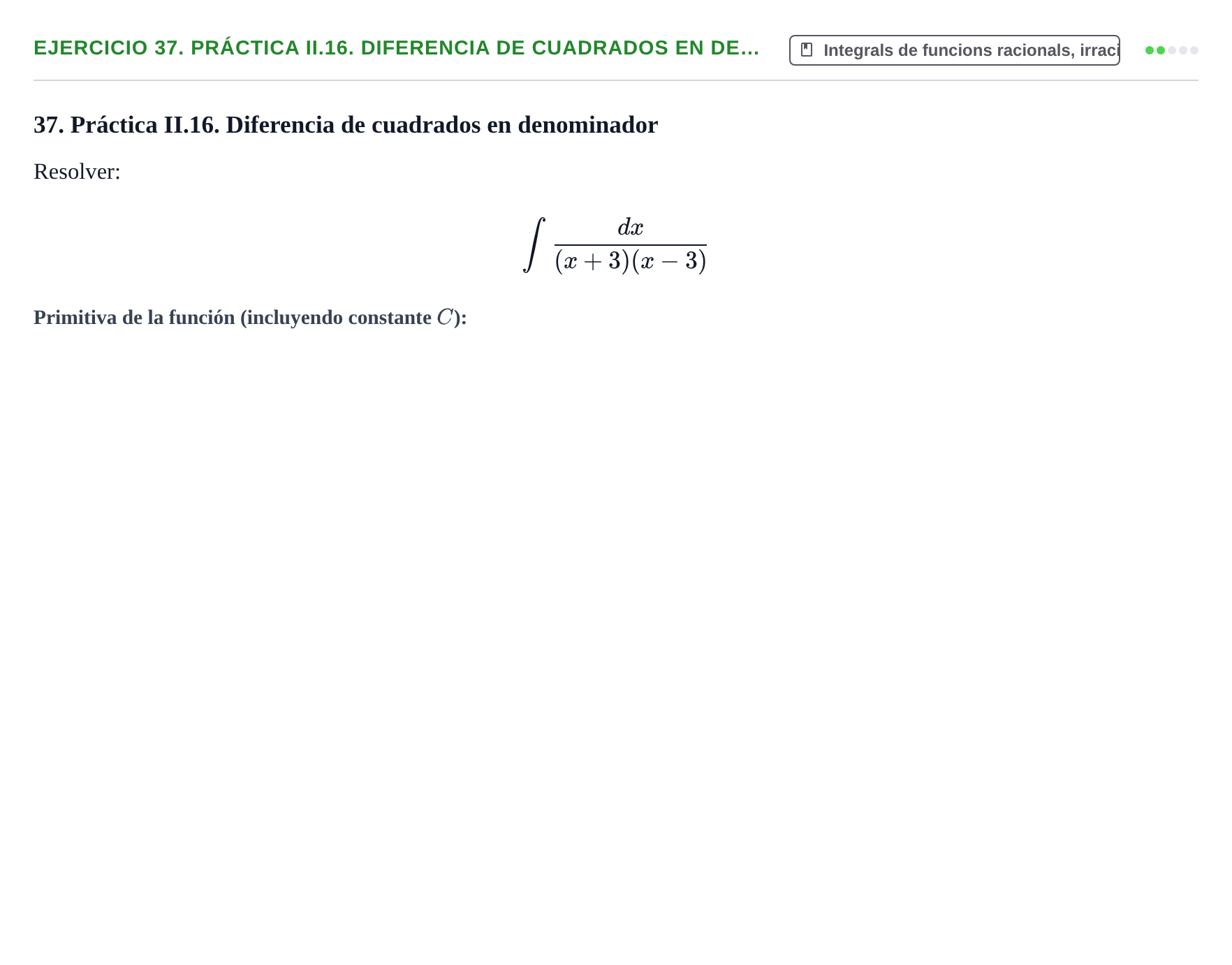 Enunciado: 37. Práctica II.16. Diferencia de cuadrados en de…