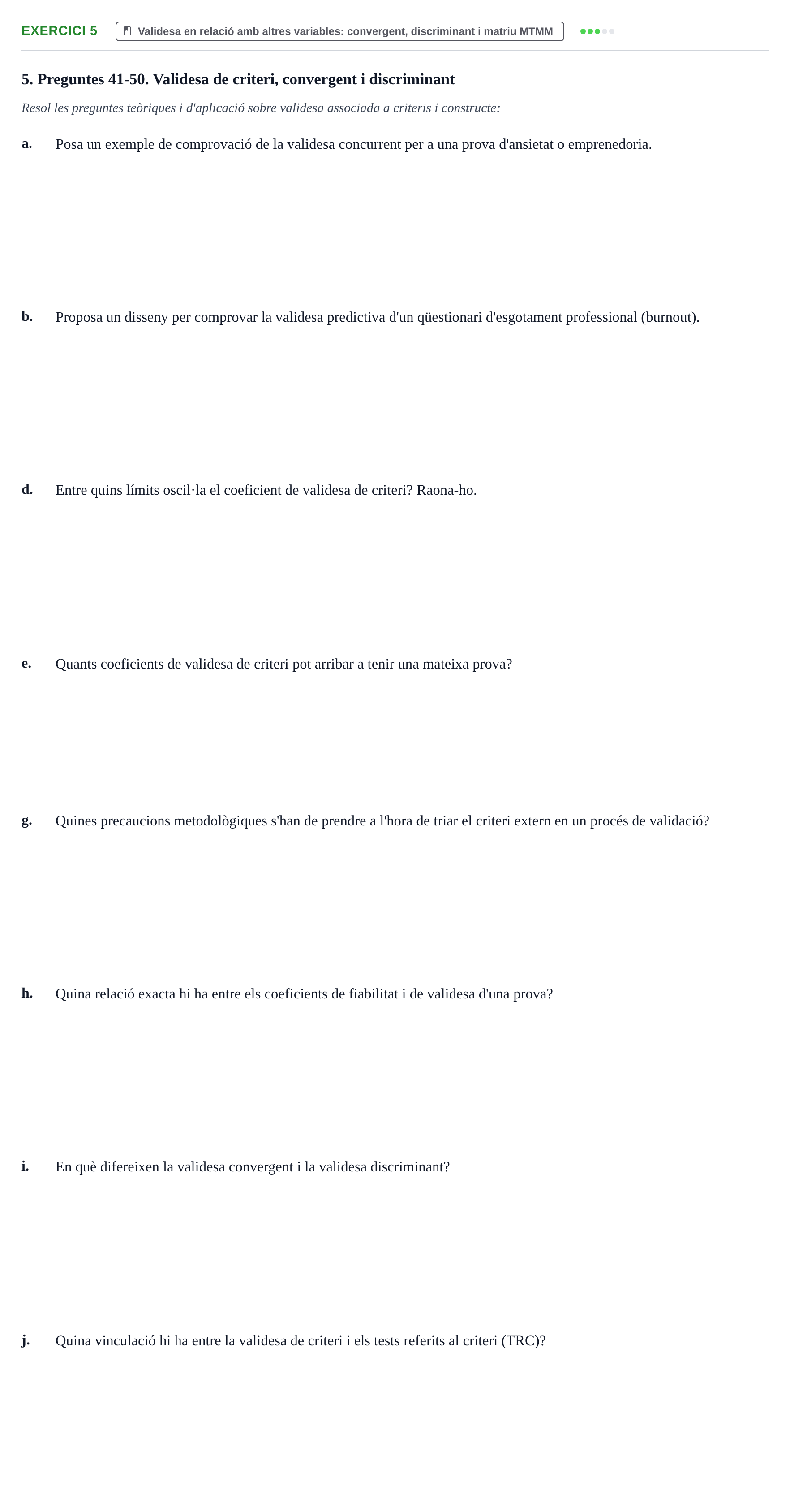 Enunciado: 5 - Validesa en relació amb altres variables: con…