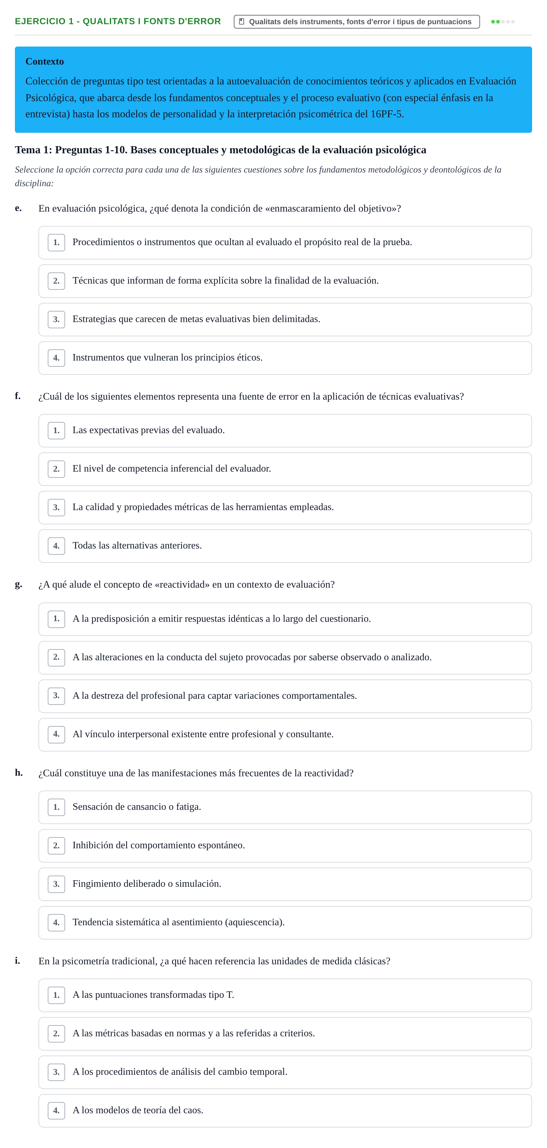 Enunciado: 1 - Qualitats i fonts d'error