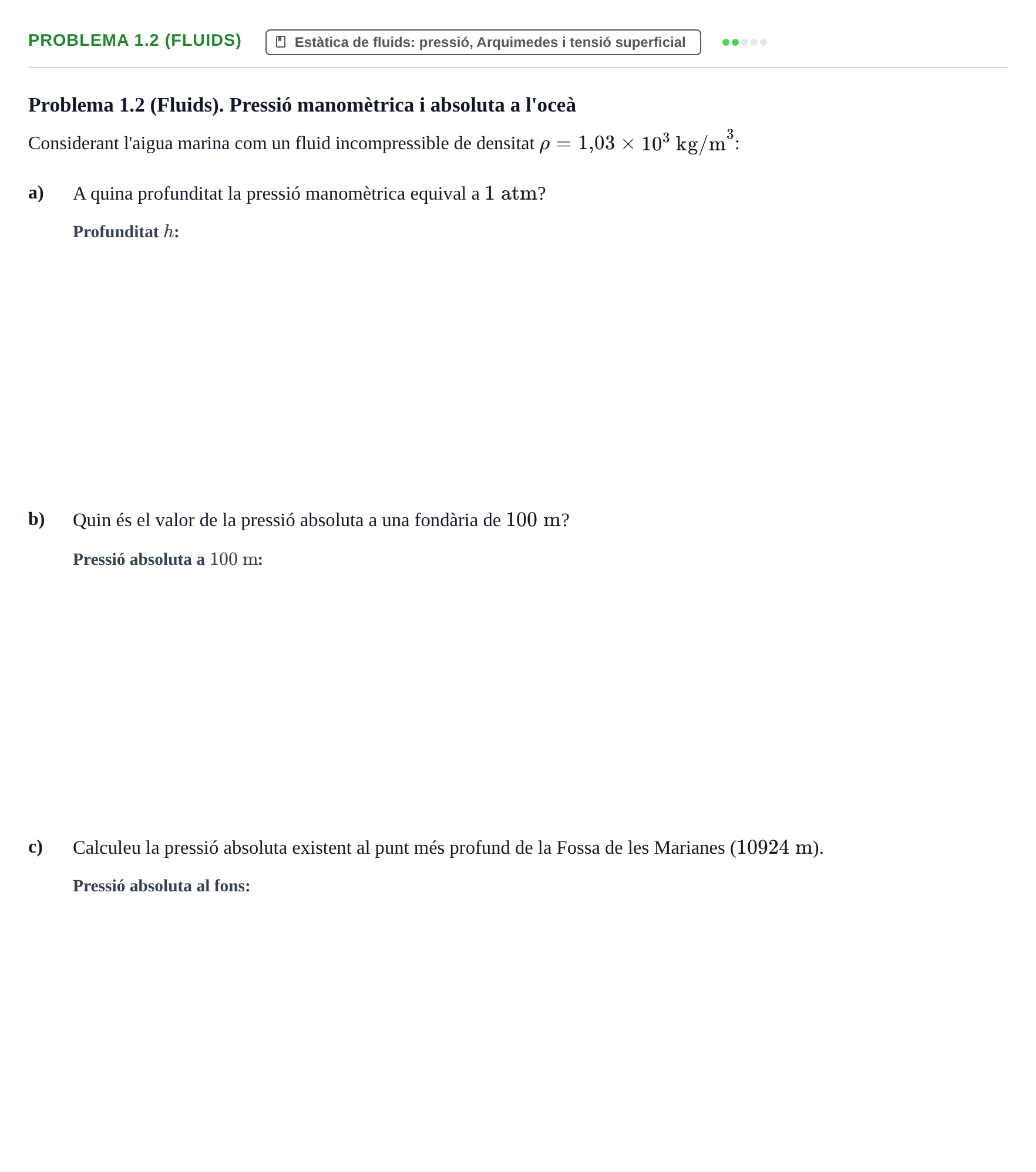 Enunciado: Problema 1.2 (Fluids)