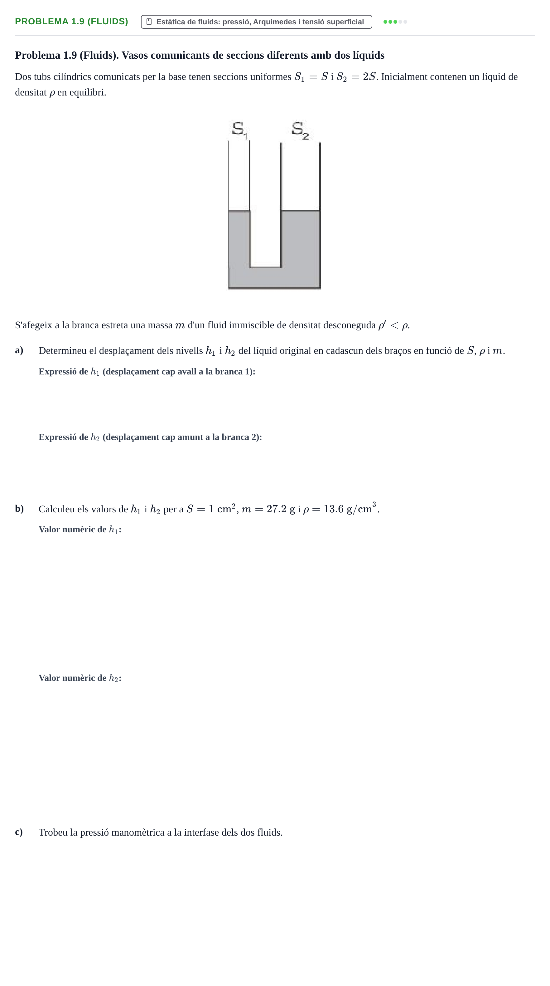 Enunciado: Problema 1.9 (Fluids)