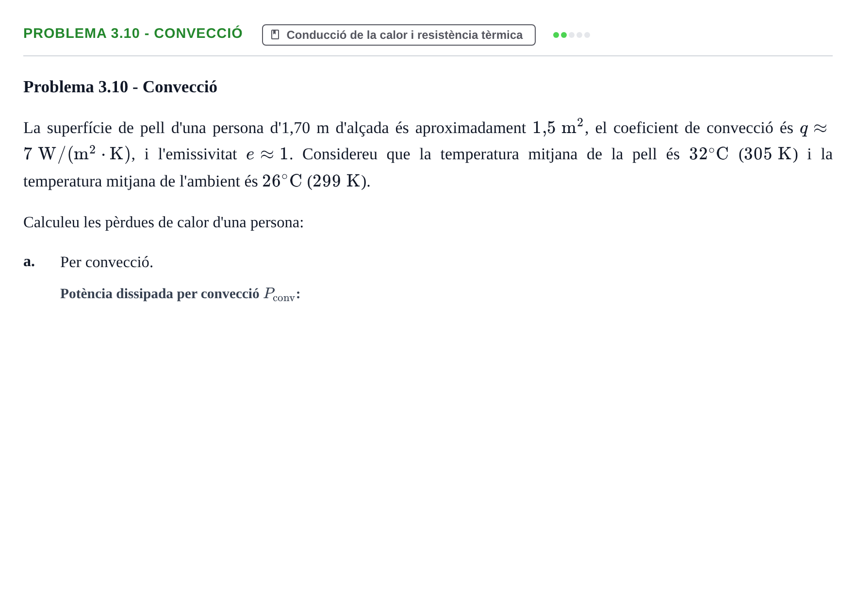 Enunciado: Problema 3.10 - Convecció