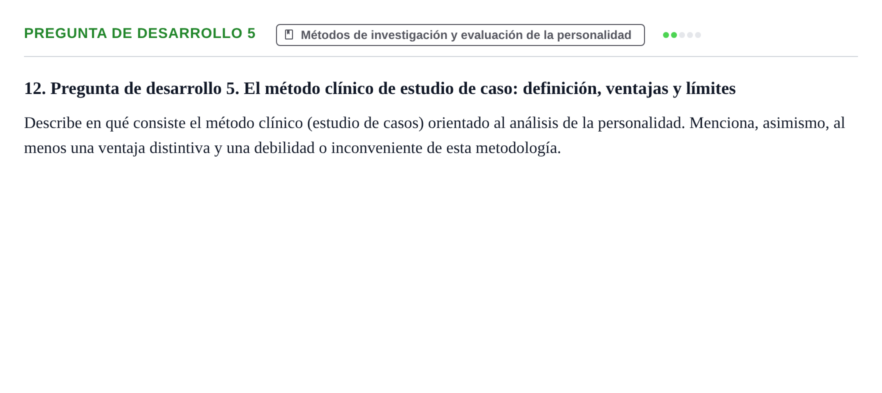 Enunciado: Pregunta de desarrollo 5