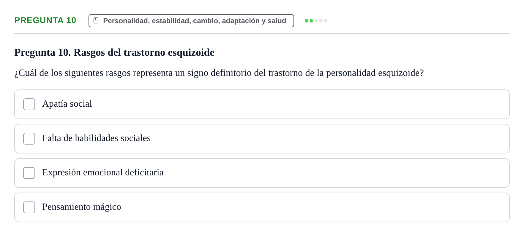 Enunciado: Pregunta 10