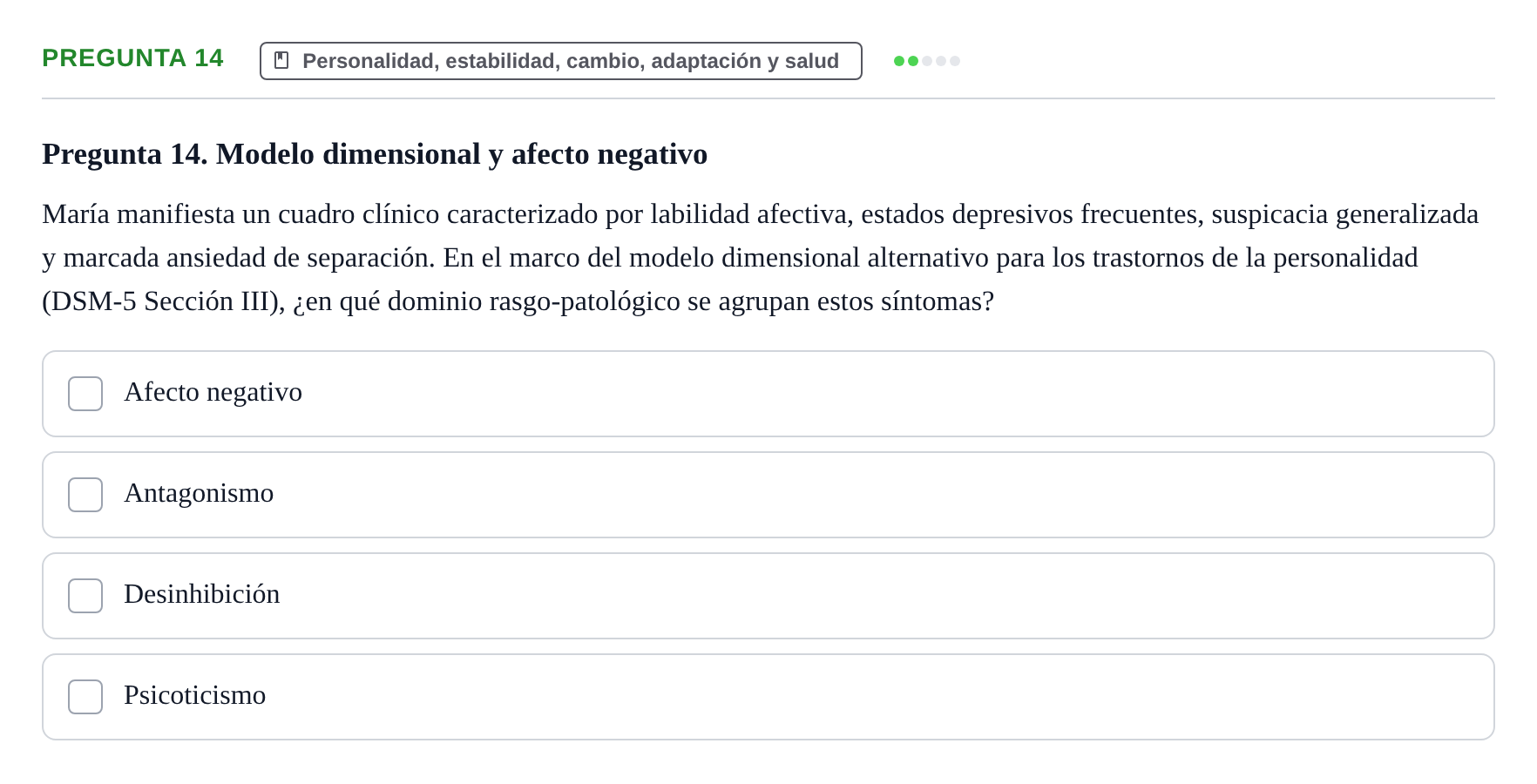 Enunciado: Pregunta 14