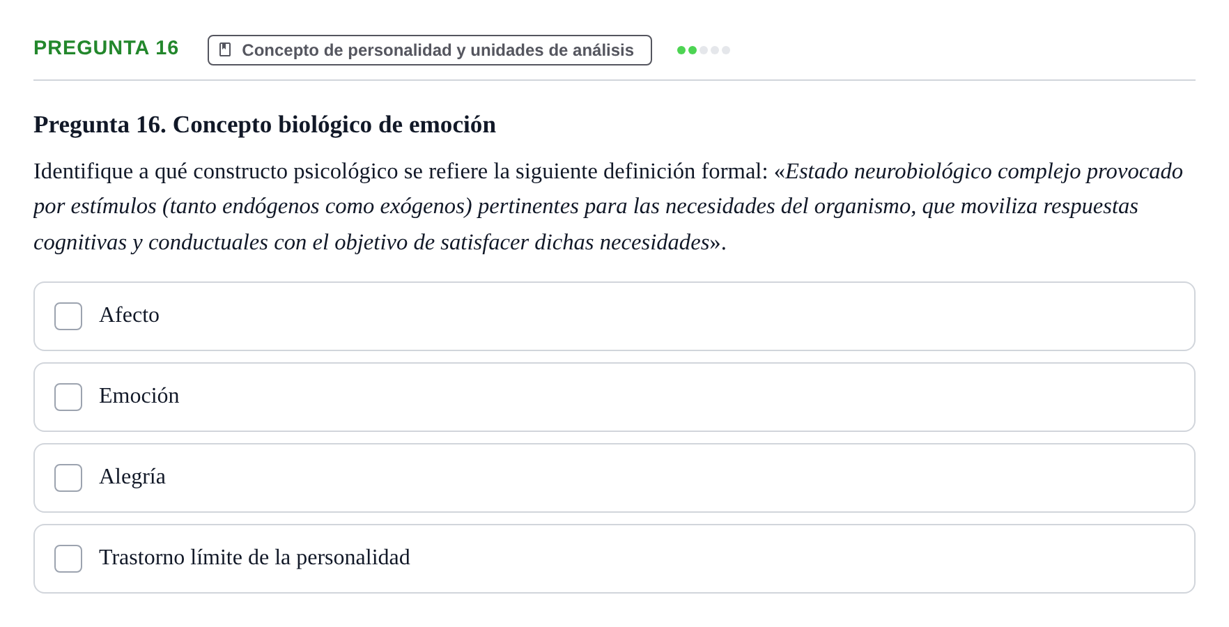 Enunciado: Pregunta 16