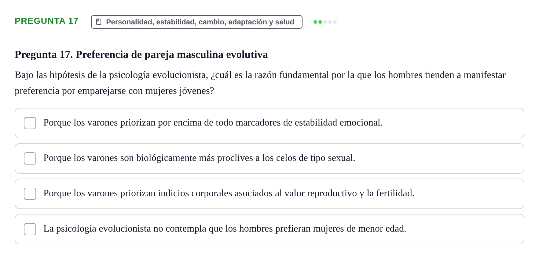 Enunciado: Pregunta 17