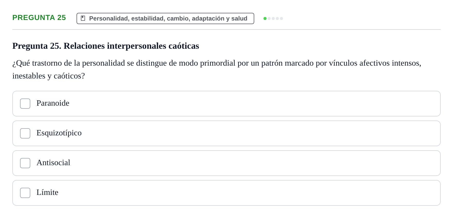 Enunciado: Pregunta 25