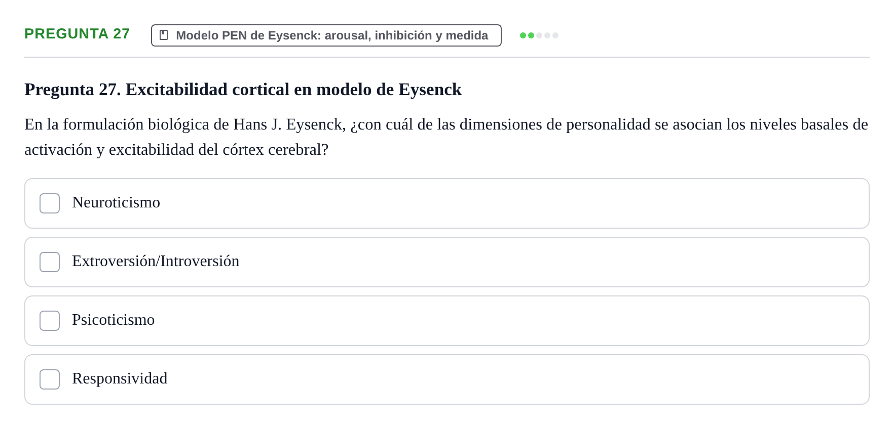 Enunciado: Pregunta 27