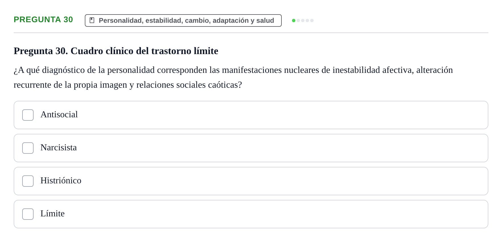 Enunciado: Pregunta 30
