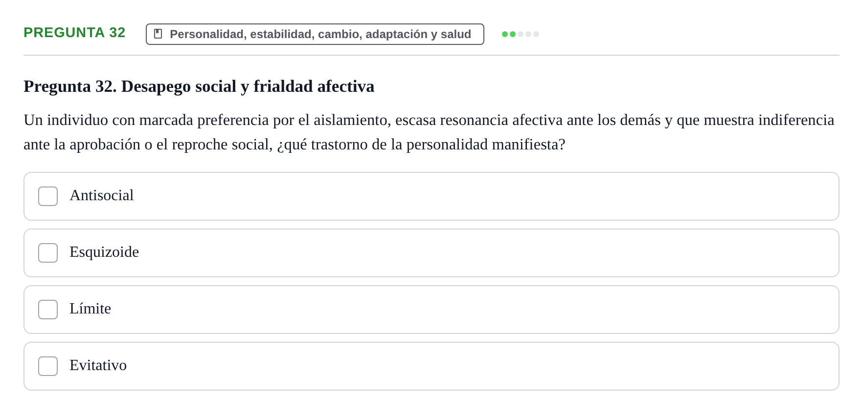 Enunciado: Pregunta 32