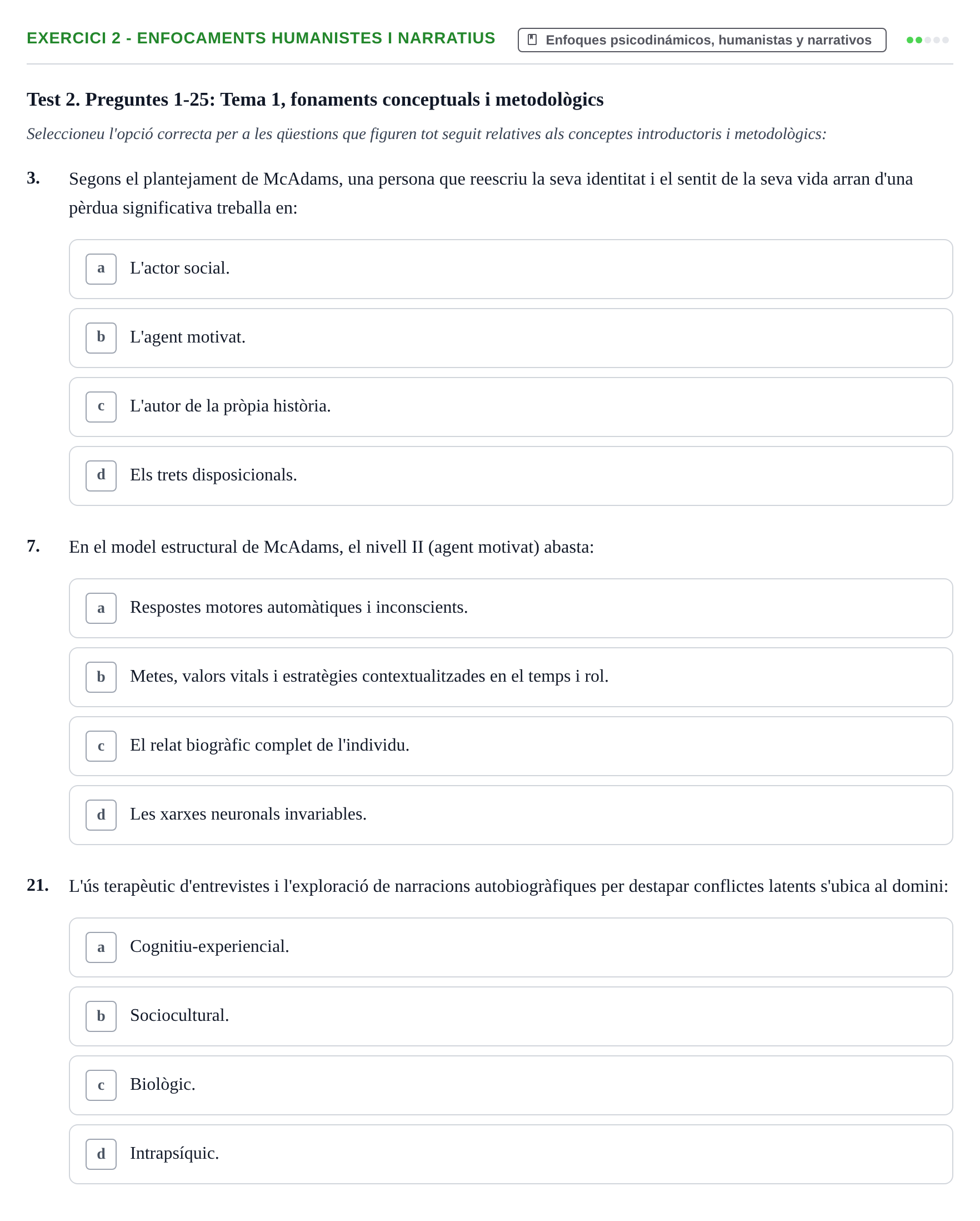 Enunciado: 2 - Enfocaments humanistes i narratius