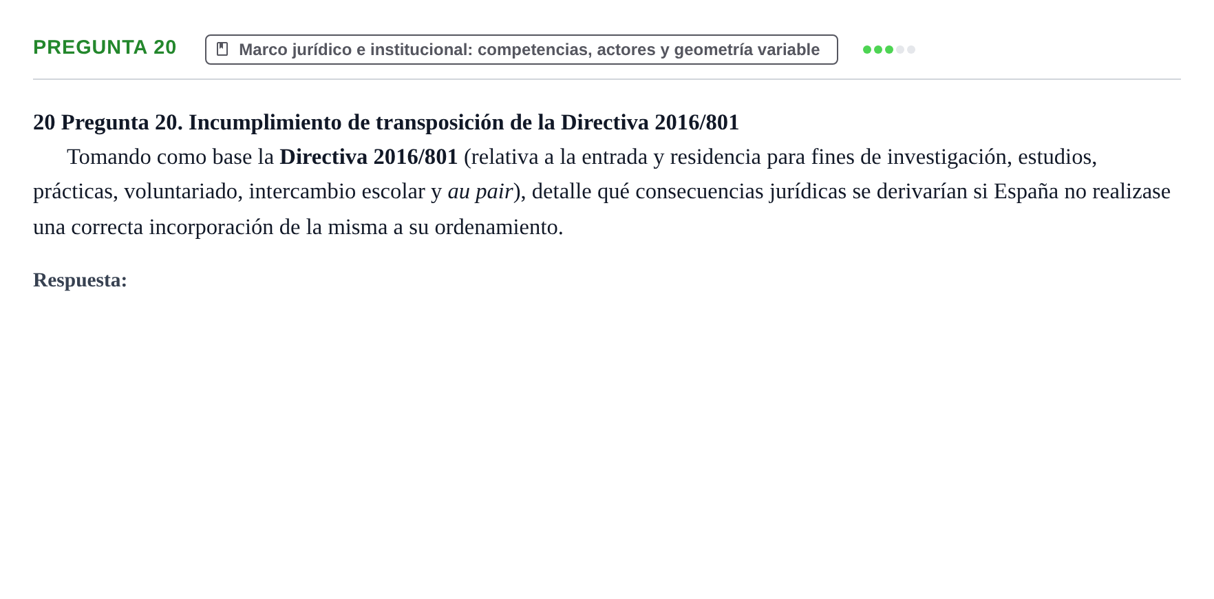 Enunciado: Pregunta 20
