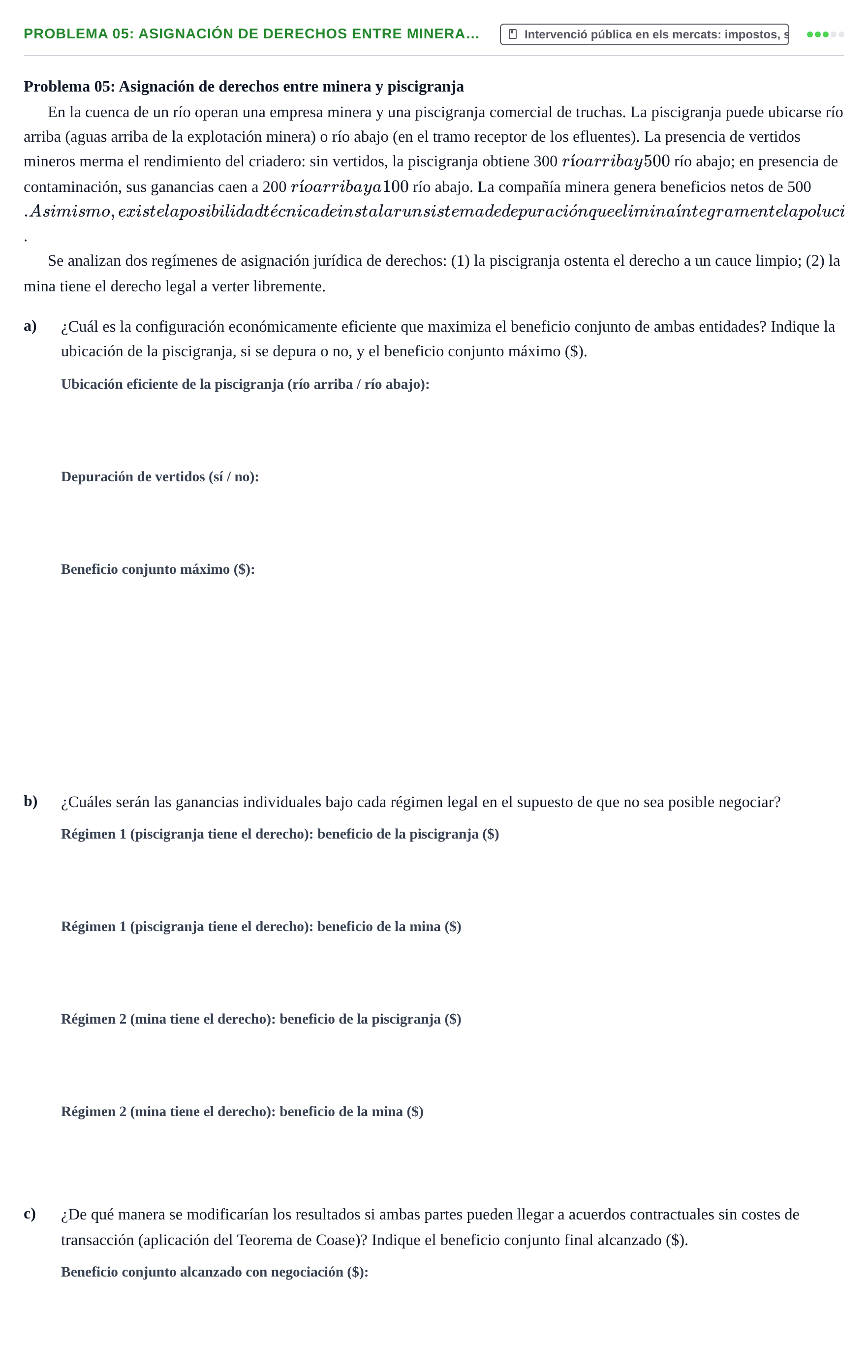 Enunciado: Problema 05: Asignación de derechos entre minera…