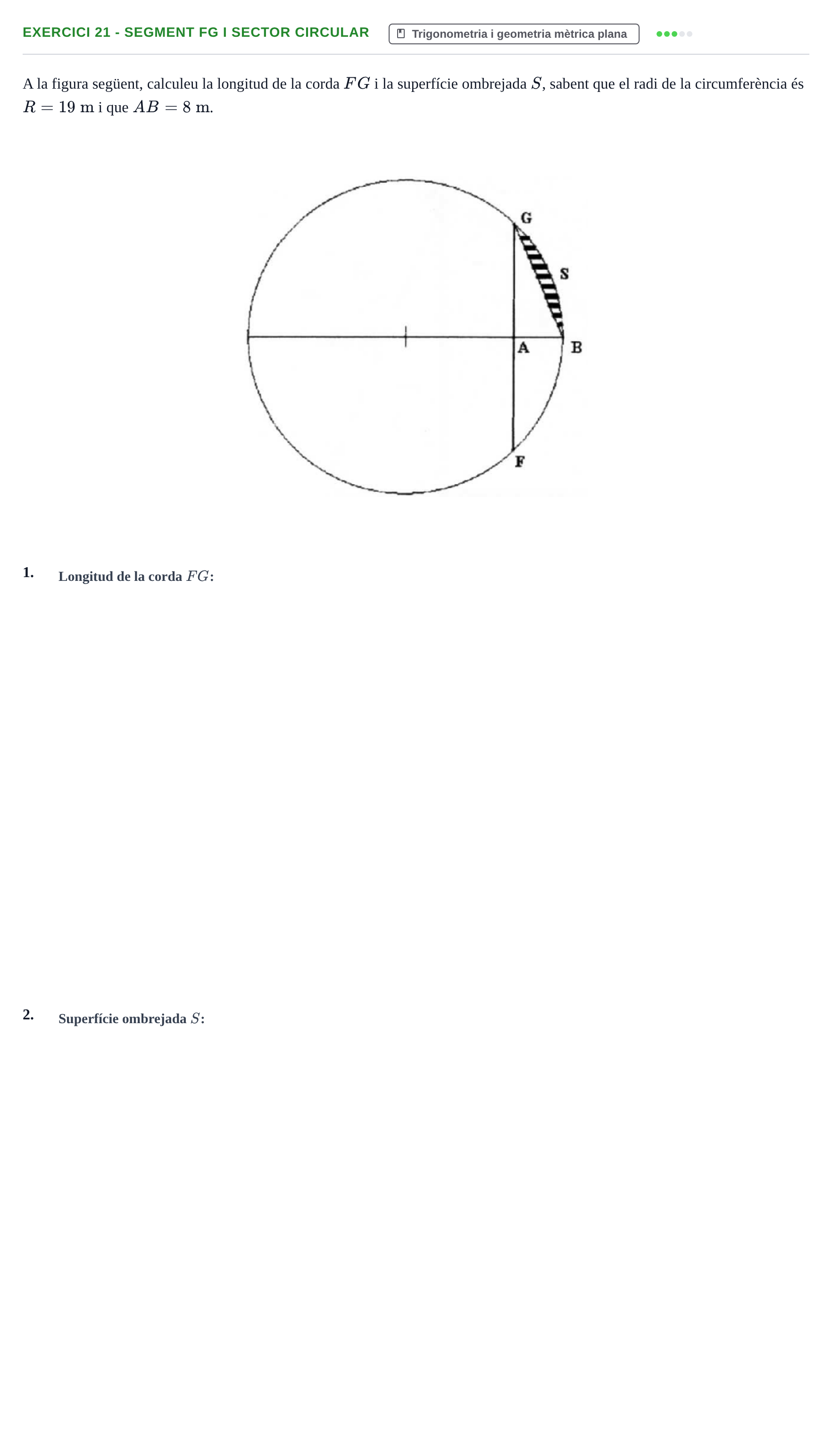 Enunciado: 21 - Segment FG i sector circular