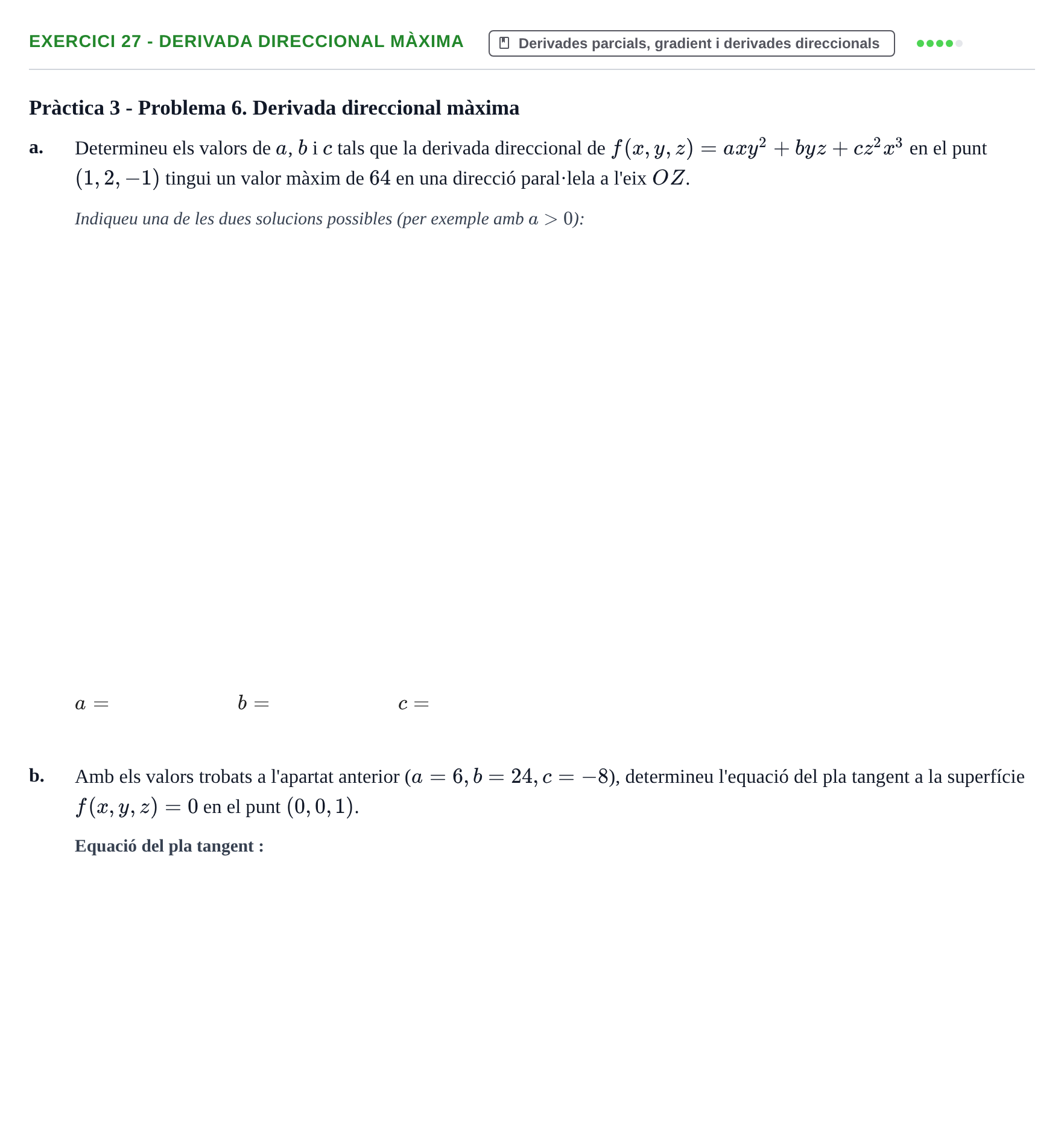 Enunciado: 27 - Derivada direccional màxima