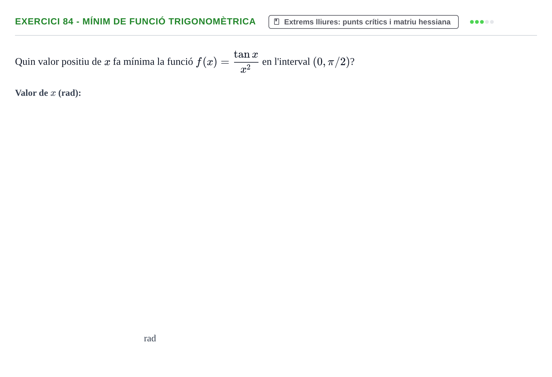 Enunciado: 84 - Mínim de funció trigonomètrica