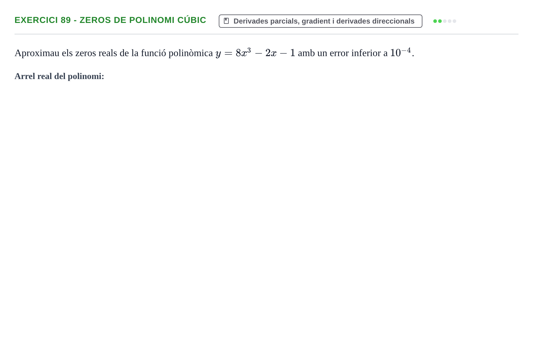 Enunciado: 89 - Zeros de polinomi cúbic