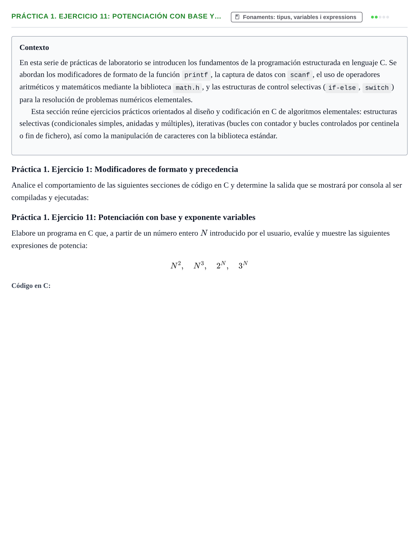 Enunciado: Práctica 1. Ejercicio 11: Potenciación con base y…