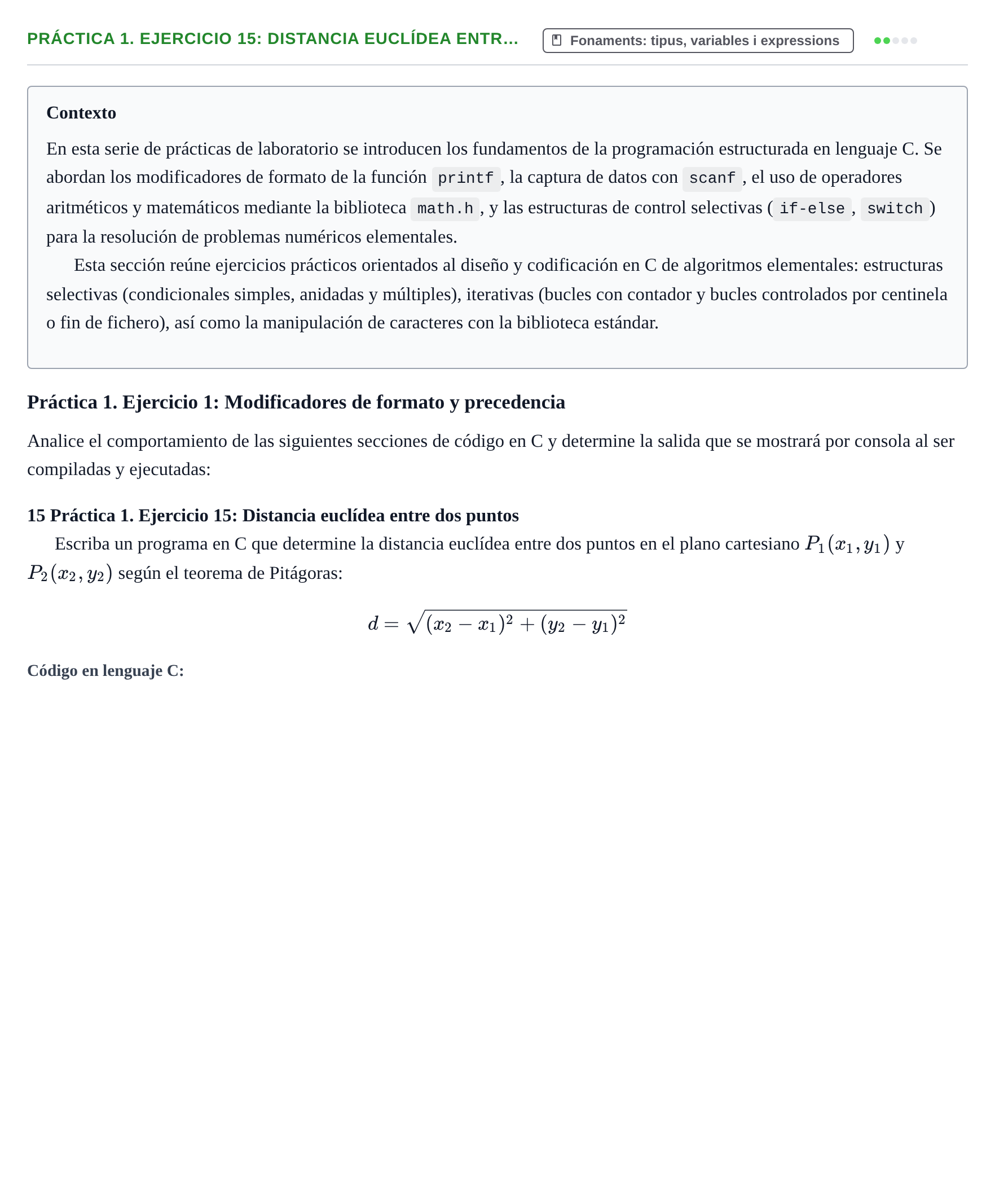 Enunciado: Práctica 1. Ejercicio 15: Distancia euclídea entr…